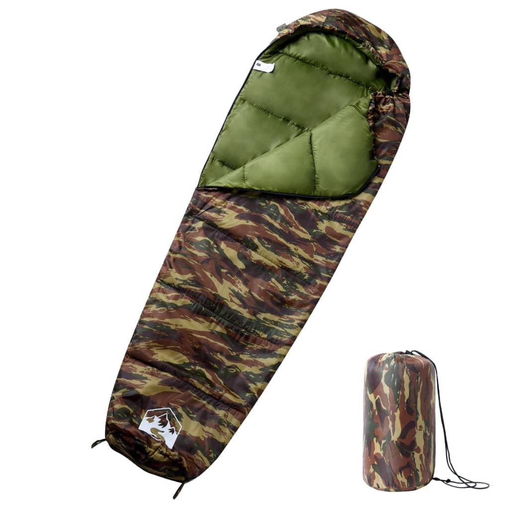 vidaXL Saco de dormir tipo momia de camping para adultos 3 estaciones Color Negro y rojo, navy and blue, Naranja y negro y mas