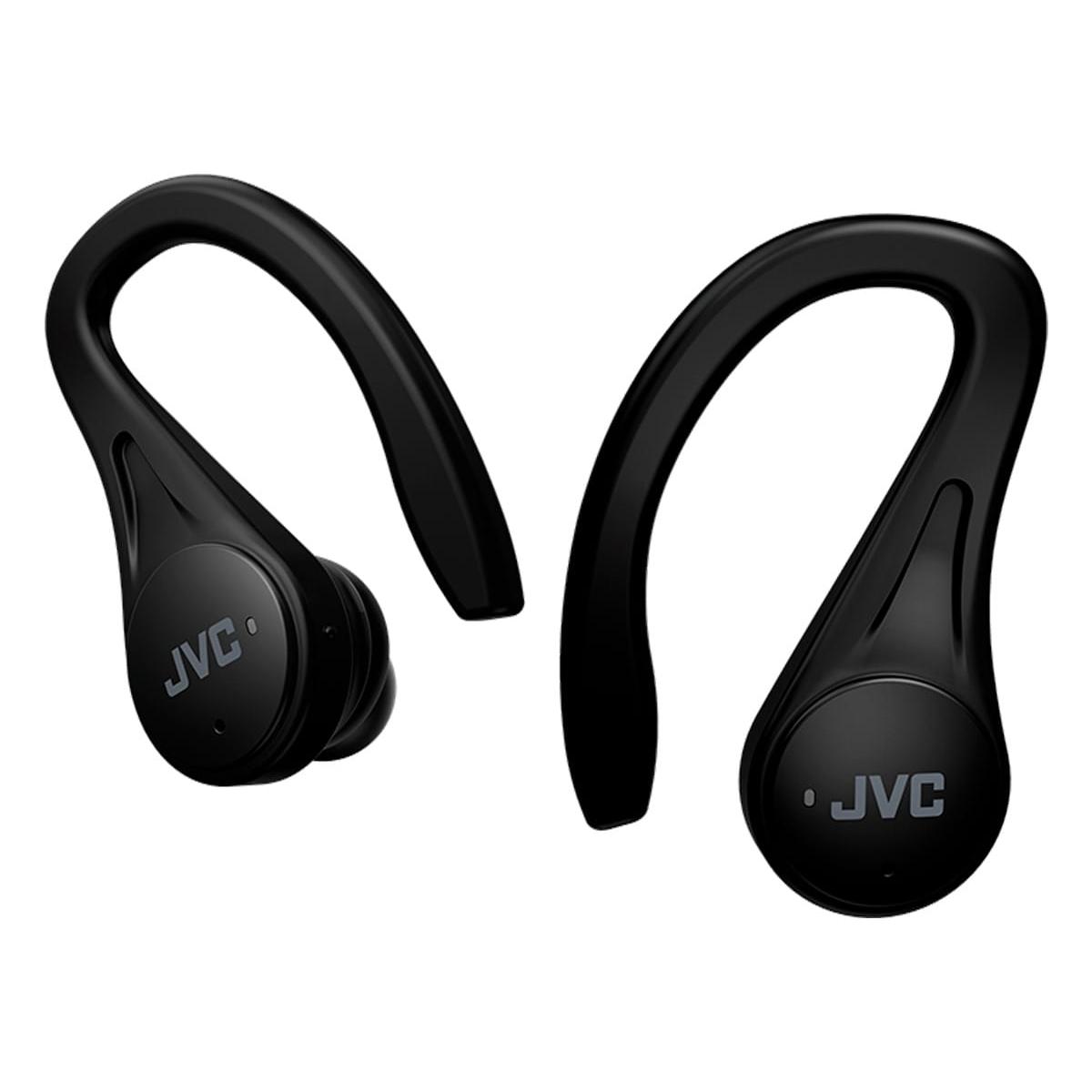 JVC - Auriculares inalámbricos HA-EC25T para deporte con gancho seguro, resistencia IPX5 y 30 horas de batería en negro