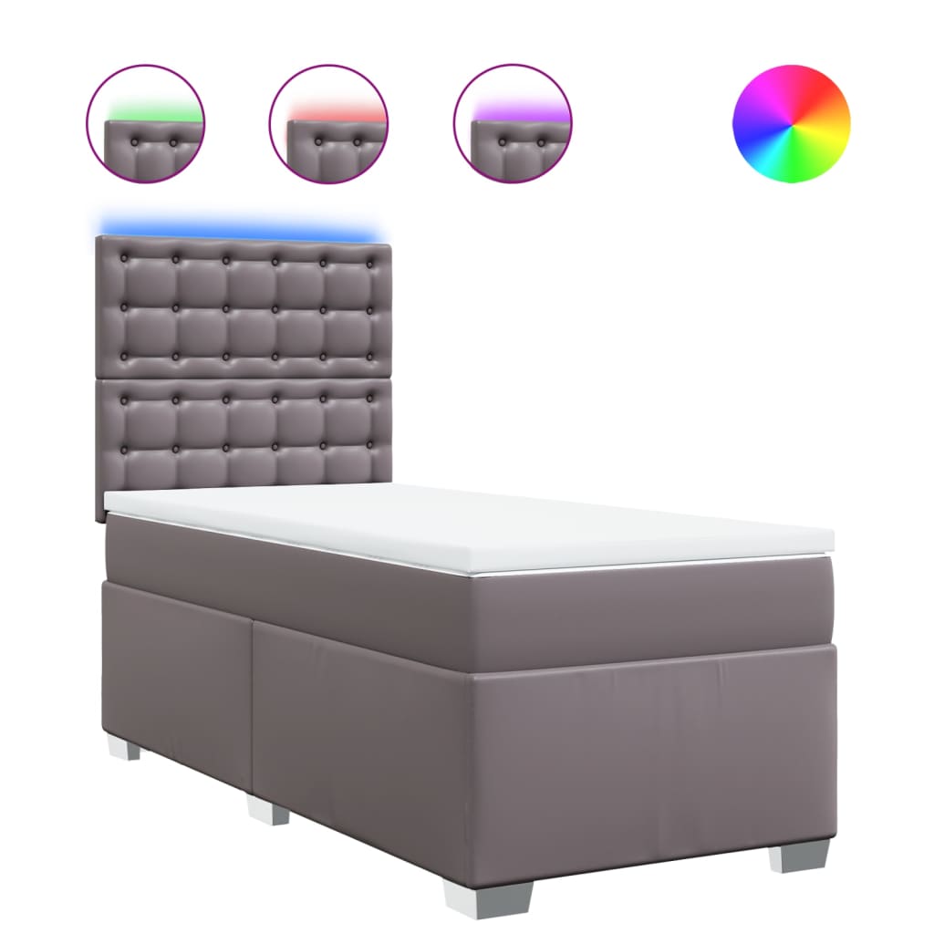 vidaXL Cama box spring con colchón cuero sintético gris 80x200 cm