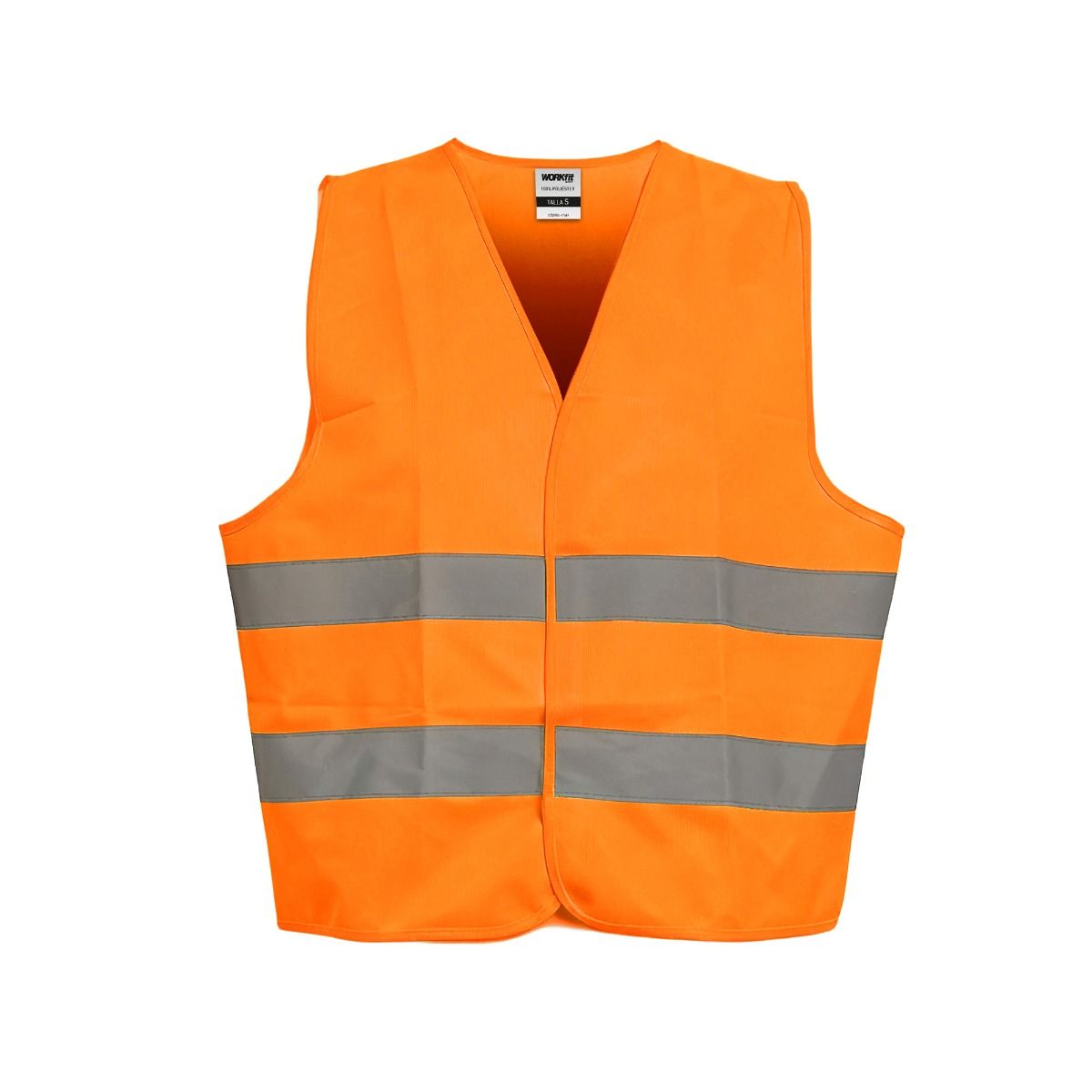 Chaleco Reflectante Naranja Workfit | Alta Visibilidad, 120g, 100% Poliéster, Cierre Velcro, Tallas M a 2XL