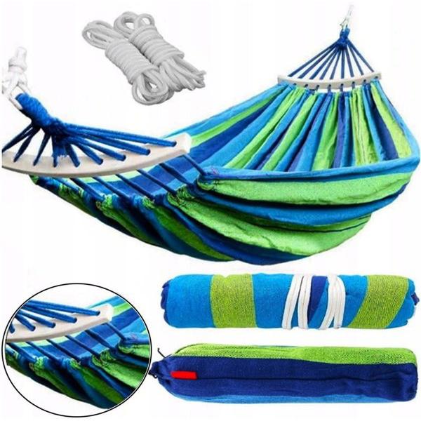 Hamaca Exterior Hamaca Portátil para Exteriores, Hamaca para Jardín, Hogar, Viaje, Camping, Columpio, Lona, Cama Colgante A Rayas, Hamaca Duradera, Columpio Hamac Hamaca para Senderismo