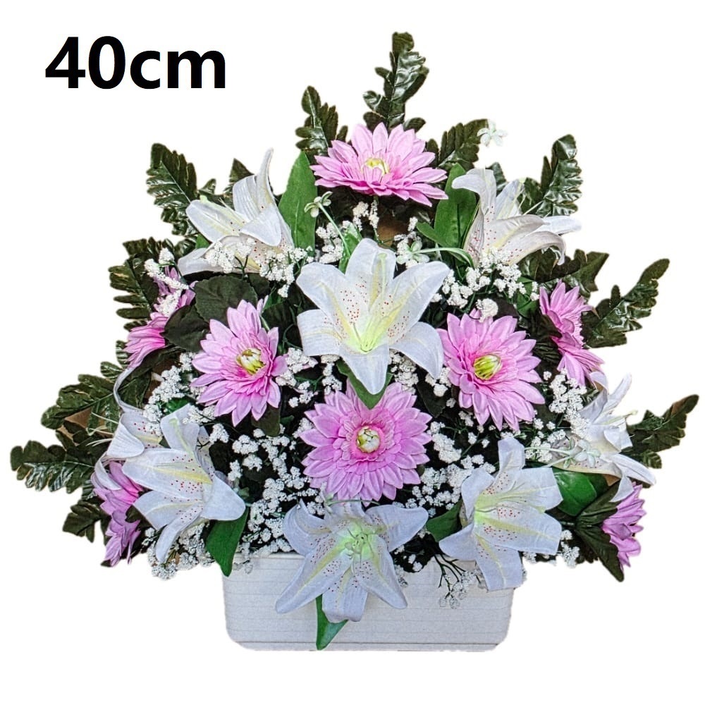 Flores artificiales para cementerio,Centro Flores para santos duraderas de tela con maceta,Gerimport,Envios desde España