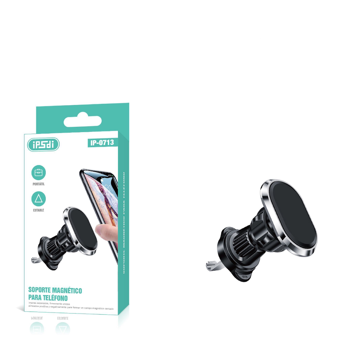 IPSDI Soporte Móvil Coche, [Gancho Metálico Actualizado] Iman para Rejilla del Aire, [6X] N52 Magnético Porta Movil, Compatible con iPhone, Xiaomi, Samsung y Más