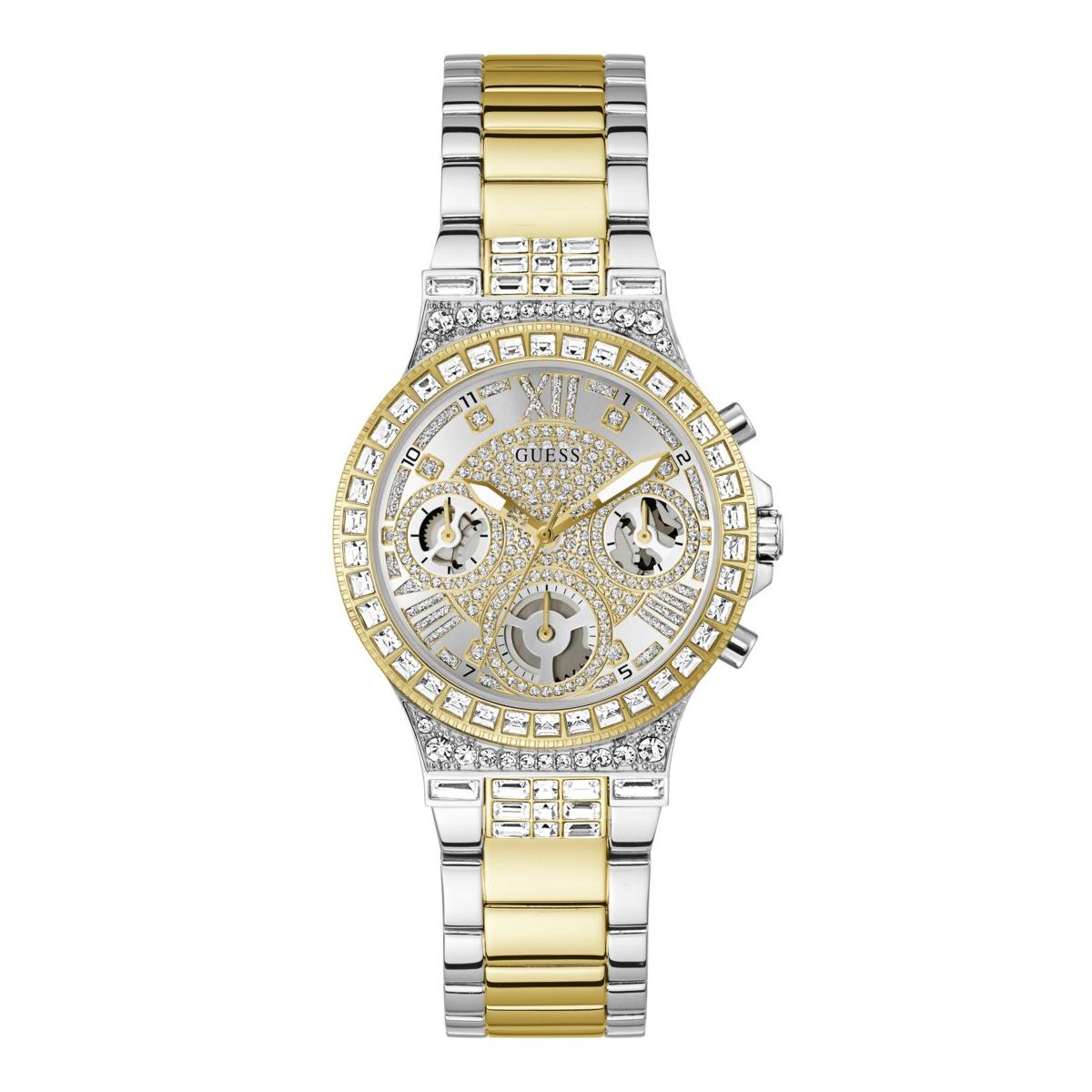 Guess Reloj Mujer Caja De Acero Reciclado Pulsera Acero De Color Bicolor Oro Resistente Al Agua 3 Atm Gw0320l7