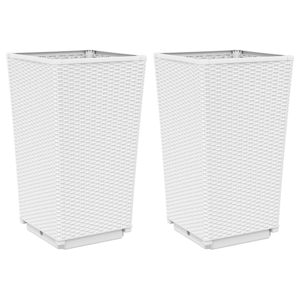 vidaXL Jardineras 2 unidades PP blanco 32,5x32,5x57 cm