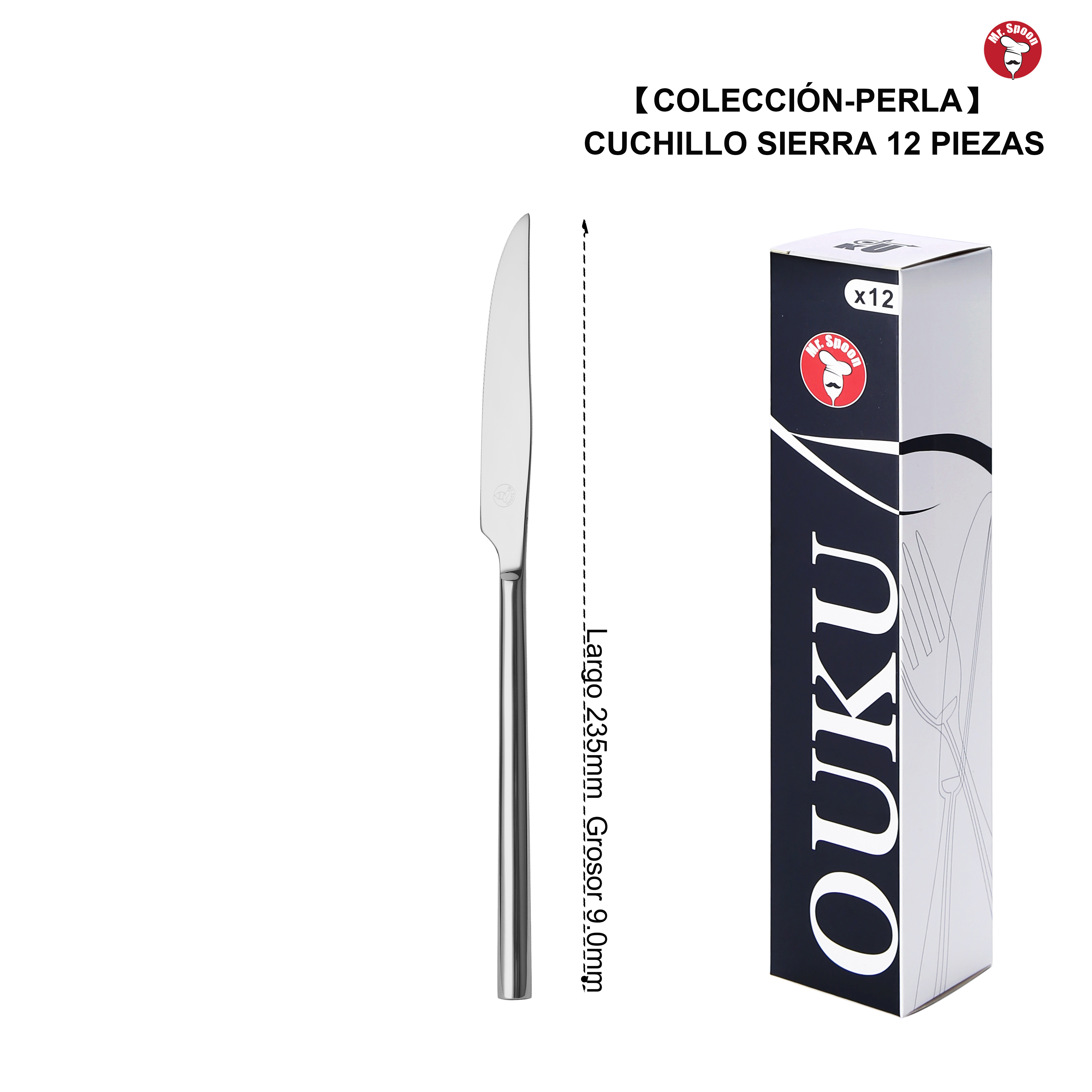 Mr.Spoon Serie Perla Cubiertos Premium Acero Inoxidable 18/10 Plata, Alta Calidad, Apto para Lavavajillas, Cubiertos Individuales con Múltiples Opciones: Cuchillo, Tenedor, Cuchara, Postre, Fruta y Café, Cubertería Moderna para Cocina Hogar Restaurante