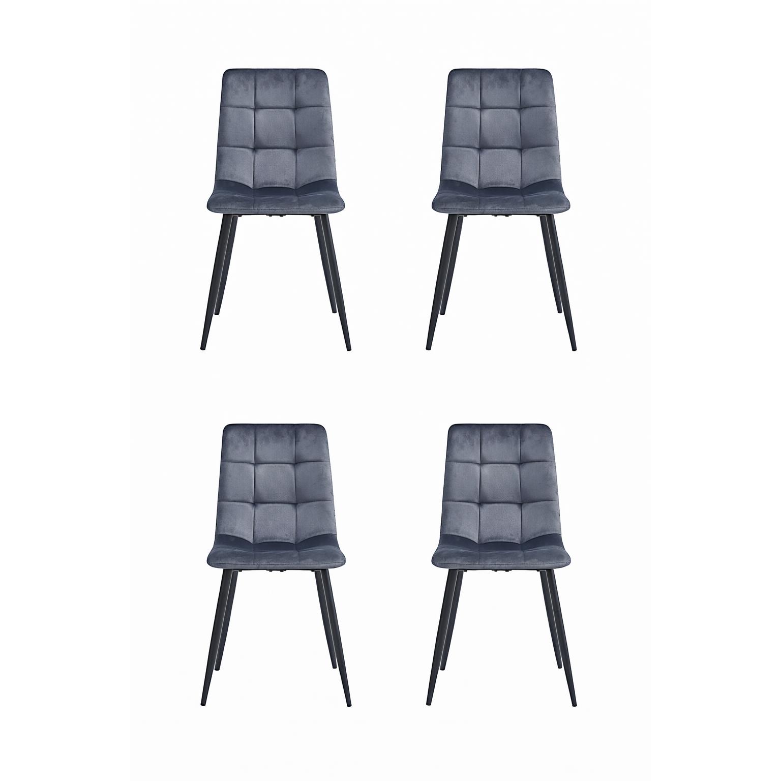 Minimal DECO  Pack de 4 Sillas Tapizadas de Comedor Estilo Moderno con Patas Metálicas Blancas o Negras, Varios Colores, 54 x 44 x 90 cm