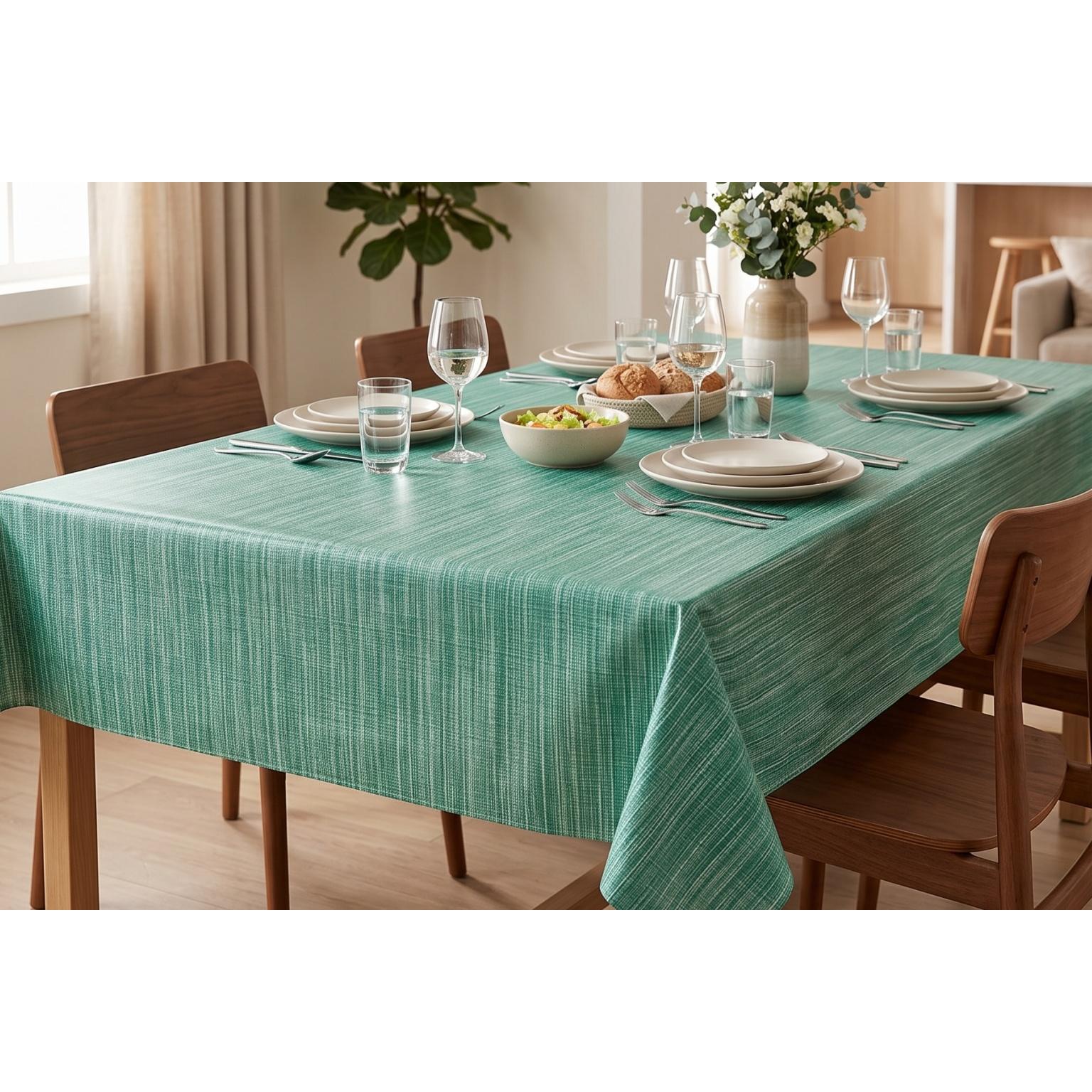 Mantel de PVC Impermeable y Antimanchas para Mesa Rectangular, Diseño Liso Efecto Lino, Disponible en Varios Colores, Fácil de Limpiar, para Cocina, Comedor, Terraza, Jardín y Picnic