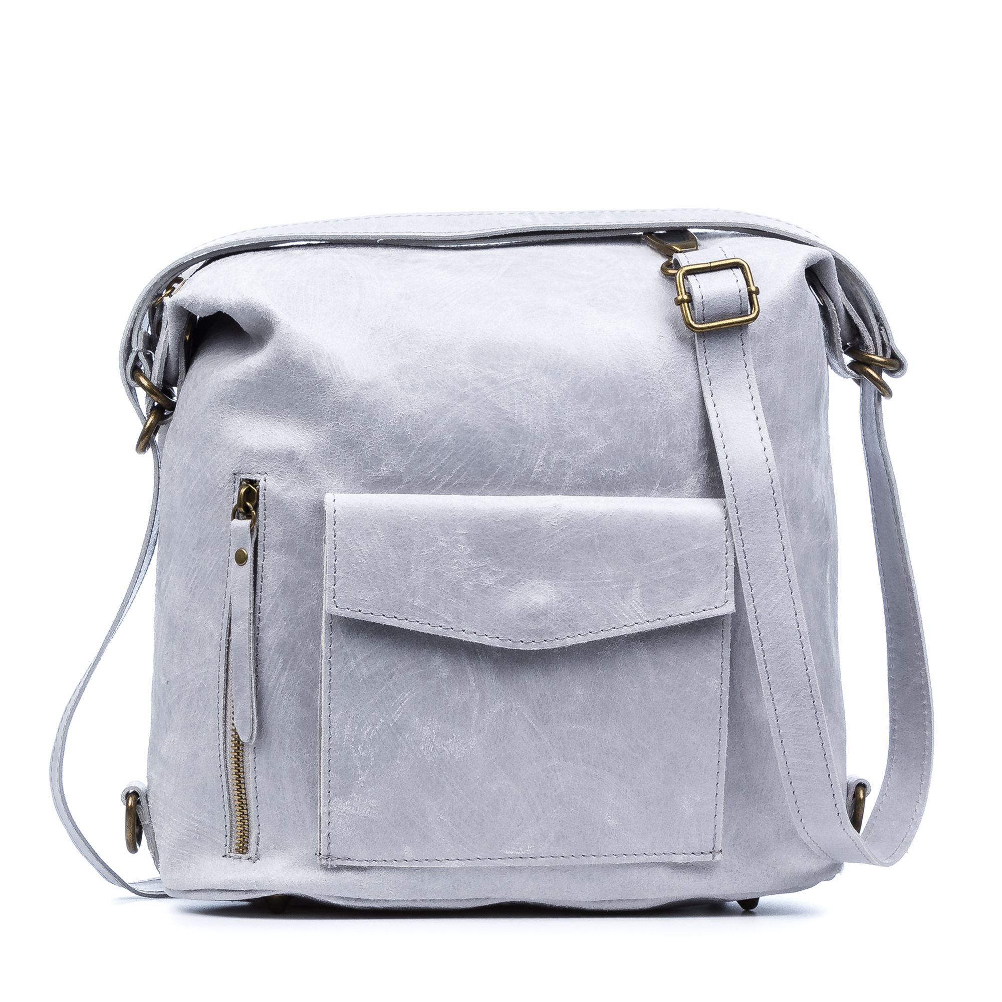 Firenze Artegiani. Irene Bolso de Hombro Mochila Mujer.Piel auténtica Gamuza Lavado a la Piedra. Made in Italy. Vera Pelle Italiana.
