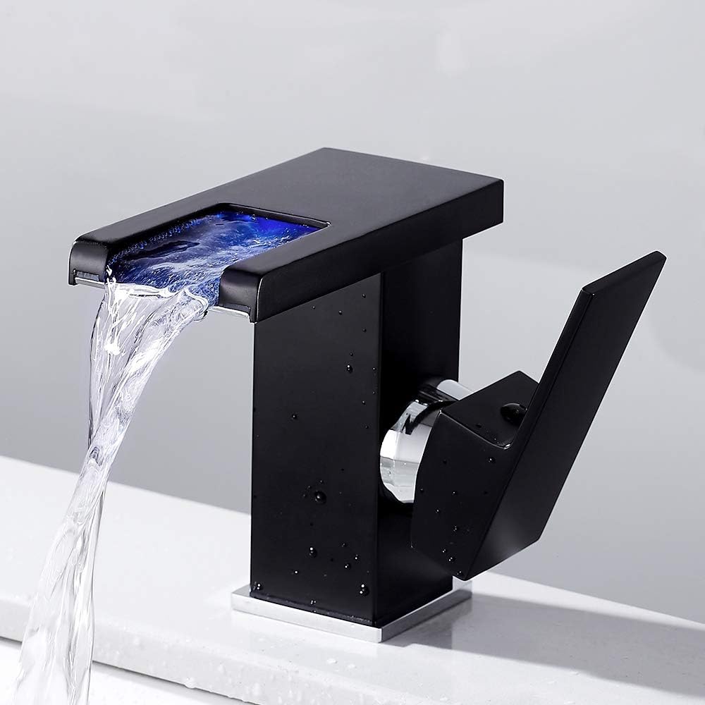 Grifo de Baño Monomando Bloqueo y Vidrio, Griferia Agua Fría y Agua