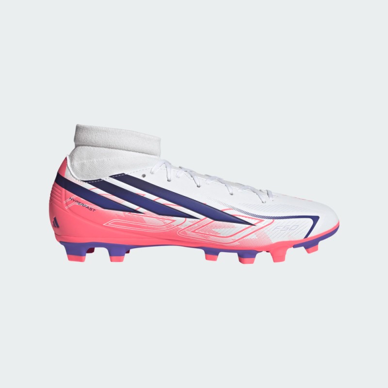 Botas De Fútbol Blancas Adidas F50 Hyperfast Club Mid Fg