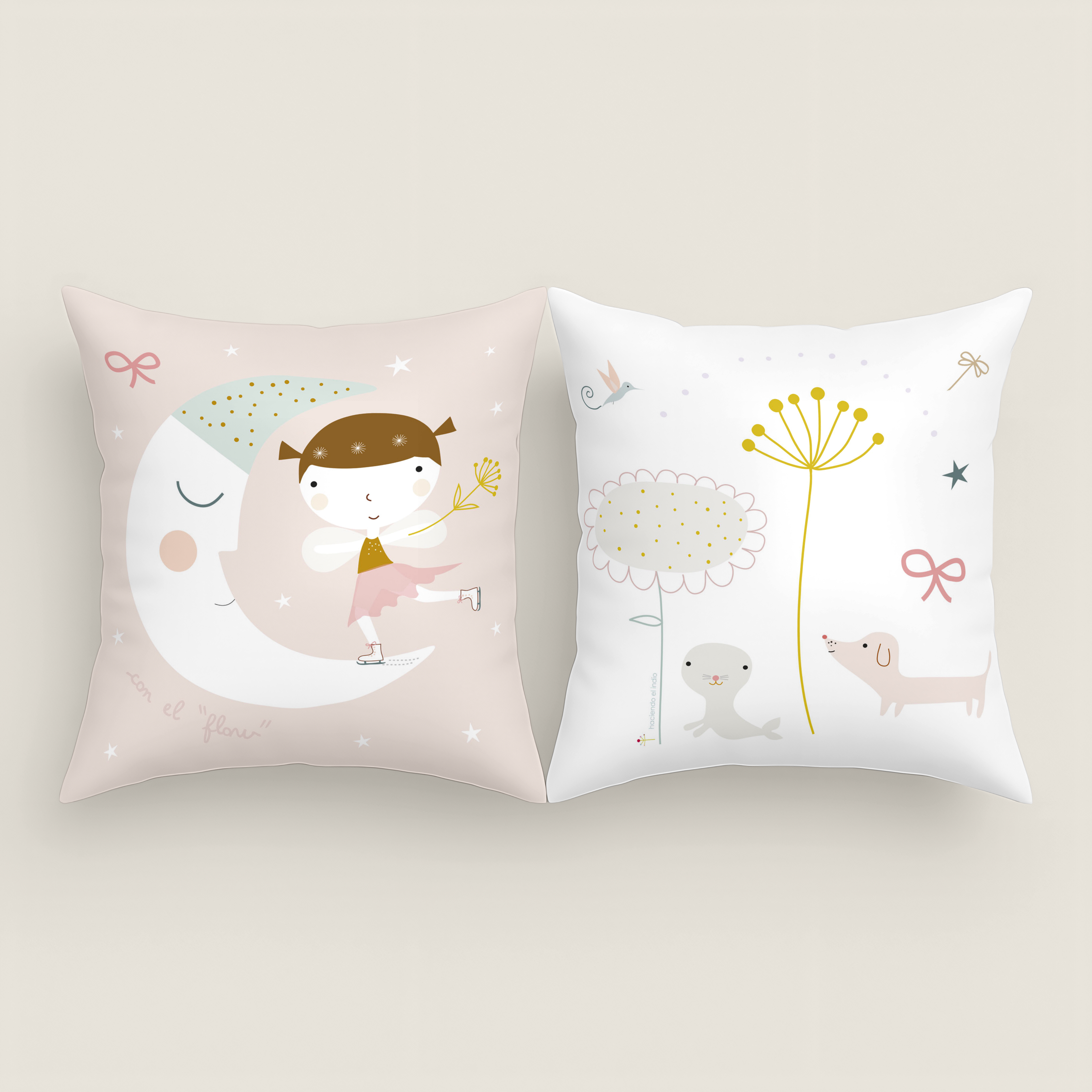 HACIENDO EL INDIO - Funda Cojín Infantil Estampada 100% Algodón - 40x40 cm - Funda Cojín Cuadrado Sin Relleno y Con Cremallera - Tacto Extrasuave - Fabricado en España