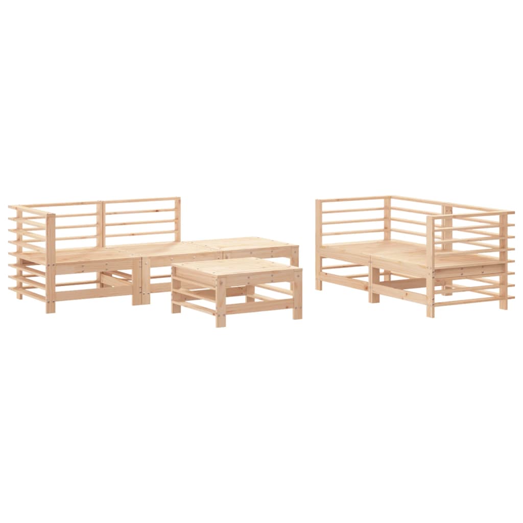 vidaXL Juego de muebles de jardín 6 piezas madera maciza de pino