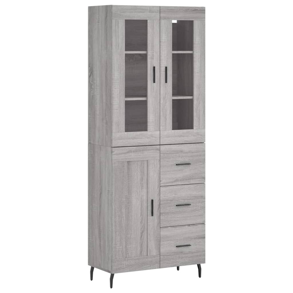 Vidaxl Aparador Alto de Madera Contrachapada con 1 Puerta y 3 Cajones - Gris Hormigón