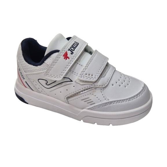 Zapatillas Deportivas Con Velcro Para Niños, Marca Joma, En Color Blancoy Azul. Joma Buddy
