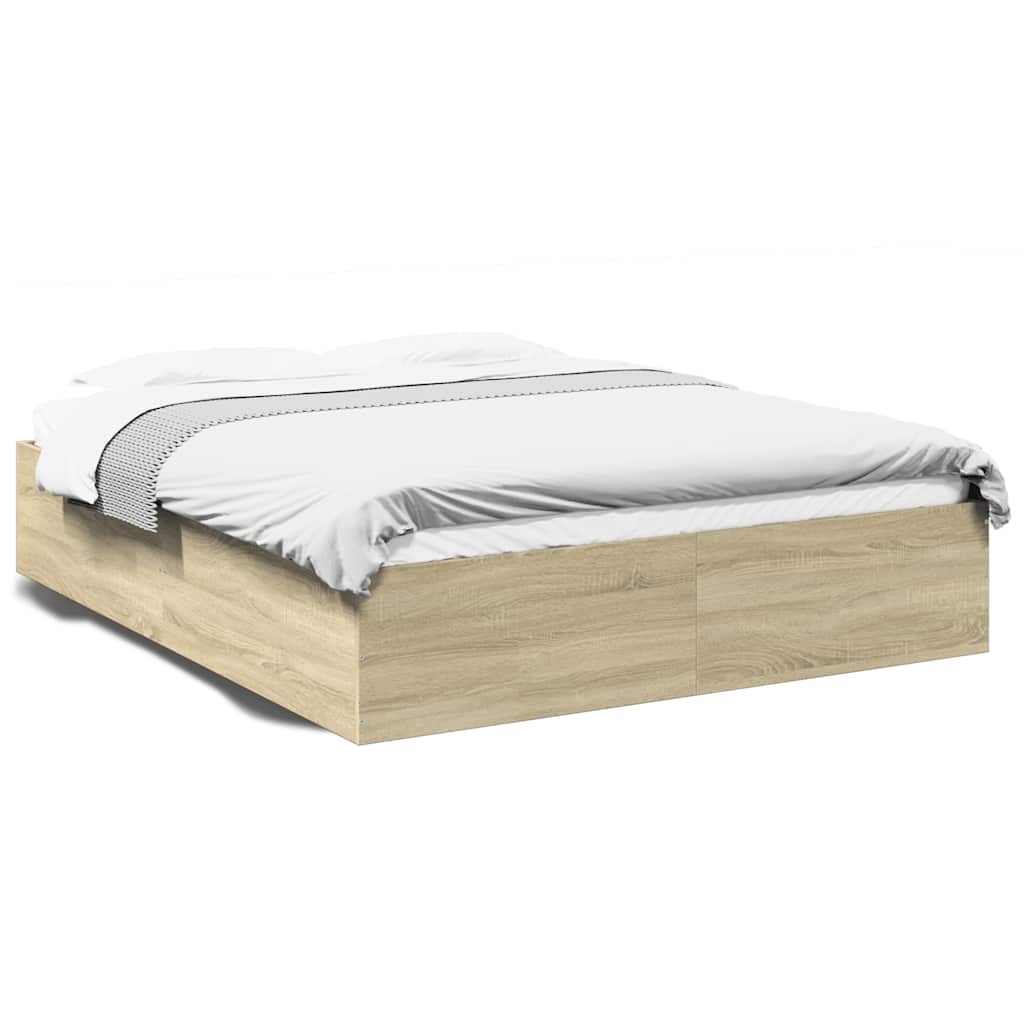 vidaXL Estructura de cama madera de ingeniería roble Sonoma 150x200 cm