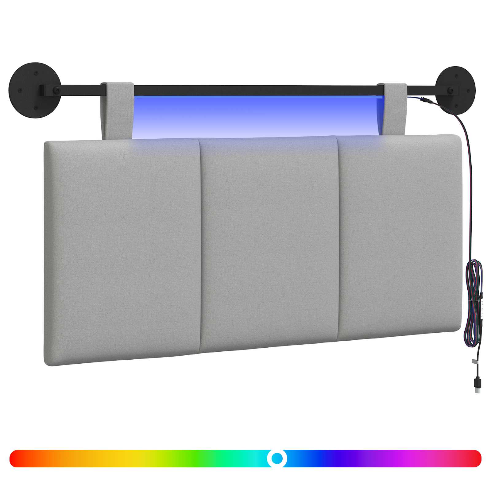 vidaXL Cabecero colgante Con luz LED  Tela 100 x 55 x 5 cm Multicolor