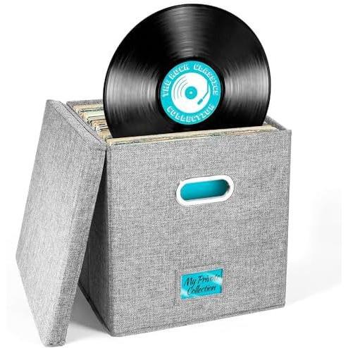 13*13 Caja De Almacenamiento De Discos De Vinilo With Tapa: Cajas De Almacenamiento LP Apilables Con Capacidad Para 50 Álbumes De 12 Pulgadas | Almacenamiento En Caja De Álbum De Fotos