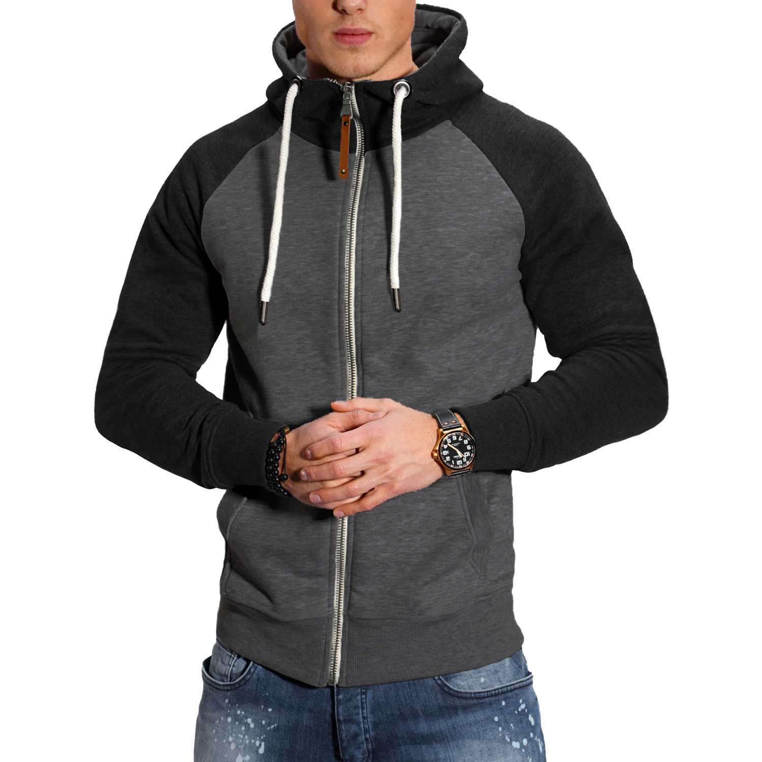 TK Chaqueta deportiva de terciopelo con bloques de color para hombre, informal, de moda, con mangas raglán