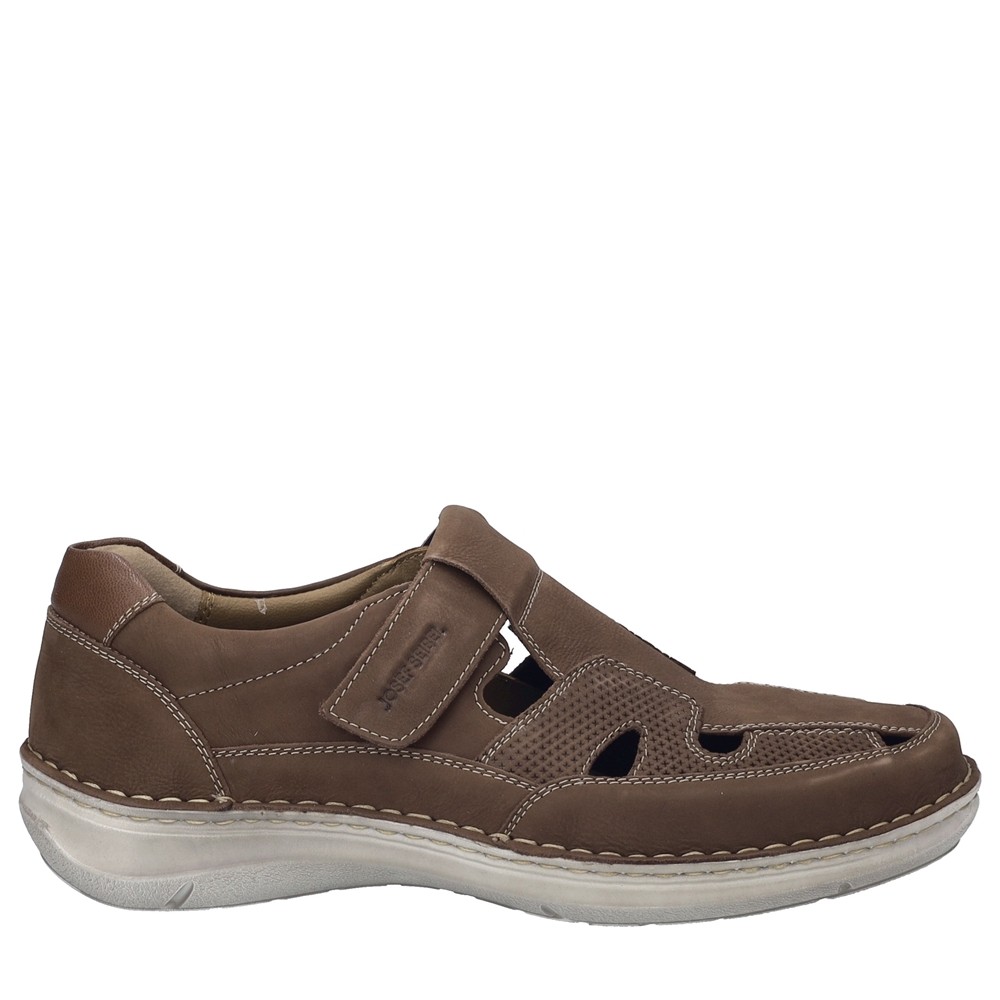 Cómoda  NEW ANVERS 81 MARRON: sandalia hombre piel, plantilla anatómica, suela poliuretano flexible y antideslizante. Ajuste velcro. Para caminar. ¡Cómpralas! Altura Tacón bajo (1-3 cm) Referencia