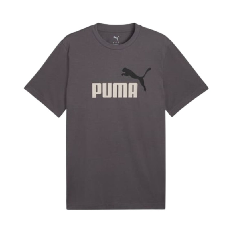 Camiseta Gris Puma Ess 2 Color No. 1 Logo Tee Manga Corta