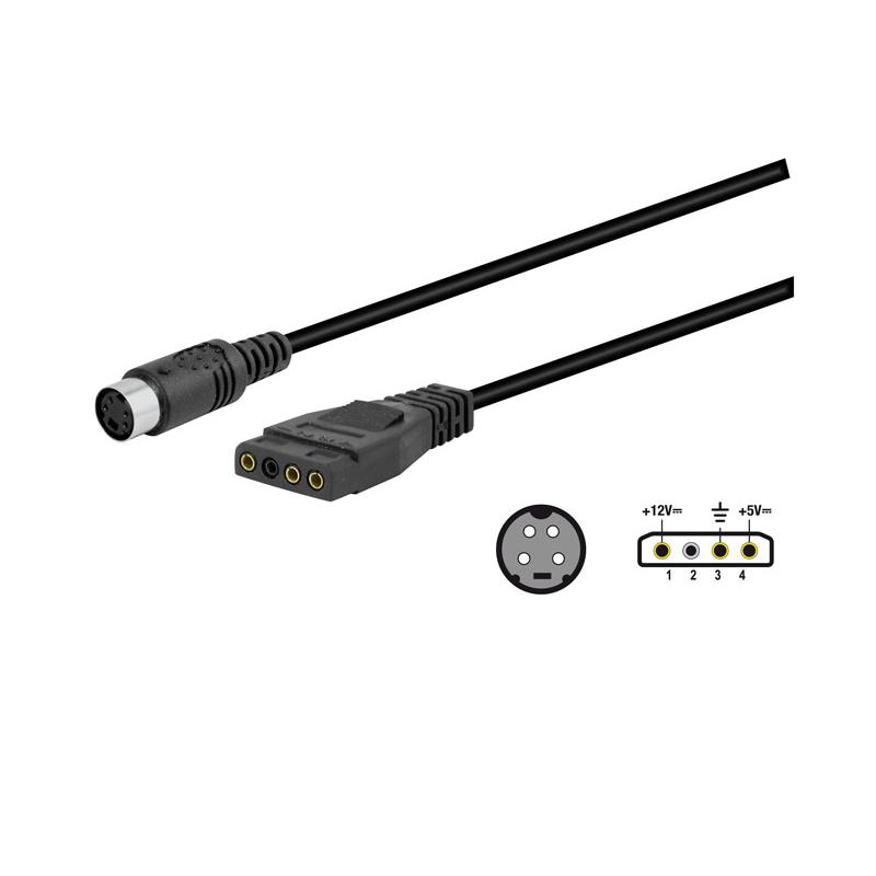 Conexión mini din hembra 4 pin a Molex 3 pin
