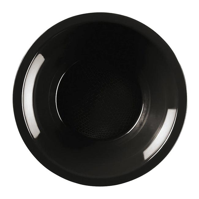 MONOUSO | Plato Duro Reutilizable PP Hondo Negro "Round" Ø19,5cm (25 Uds)