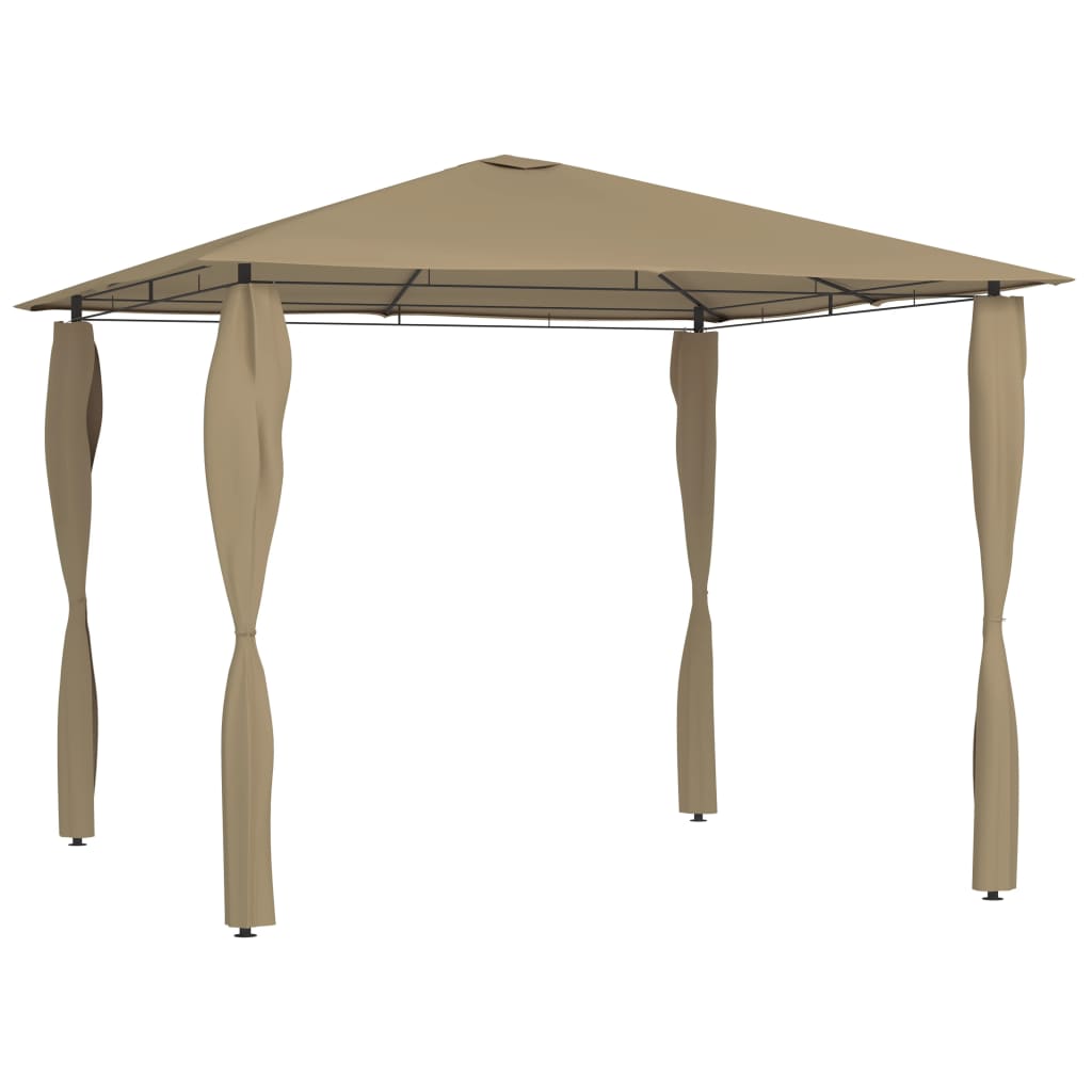 vidaXL Cenador con cubiertas de postes taupé 3x3x2,6 m 160 g/m²