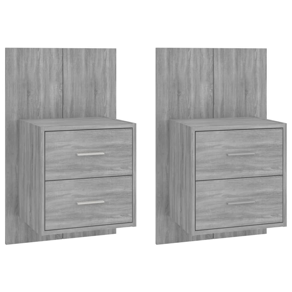 Vidaxl Mesitas de Noche de Pared 2 Unidadess Blanco, Negro, Gris Hormigón - Mesita Habitación Dormitorio Salón