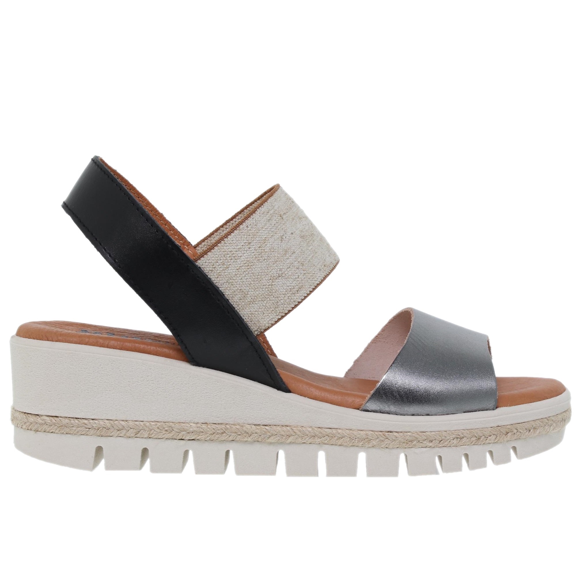 Sandalia cuña mujer piel plomo - Blusandal 1260BLU