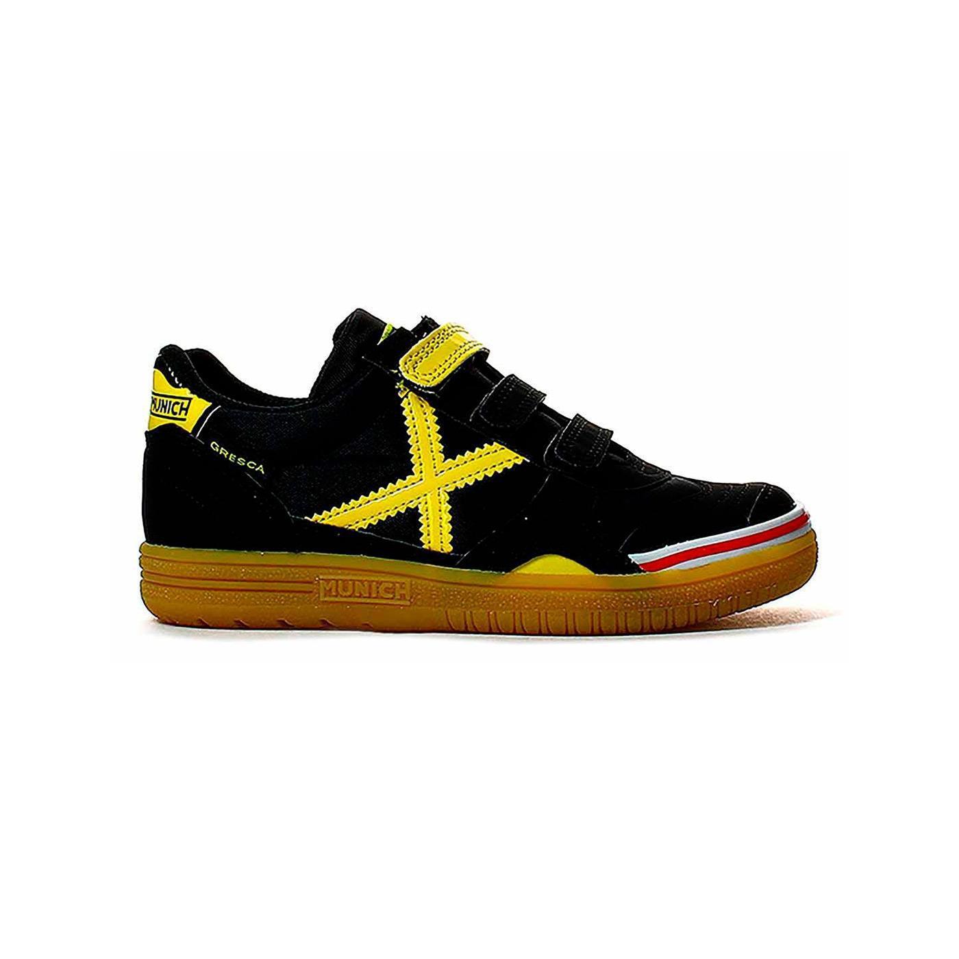 Zapatilla de niño Munich Gresca Negro Amarillo