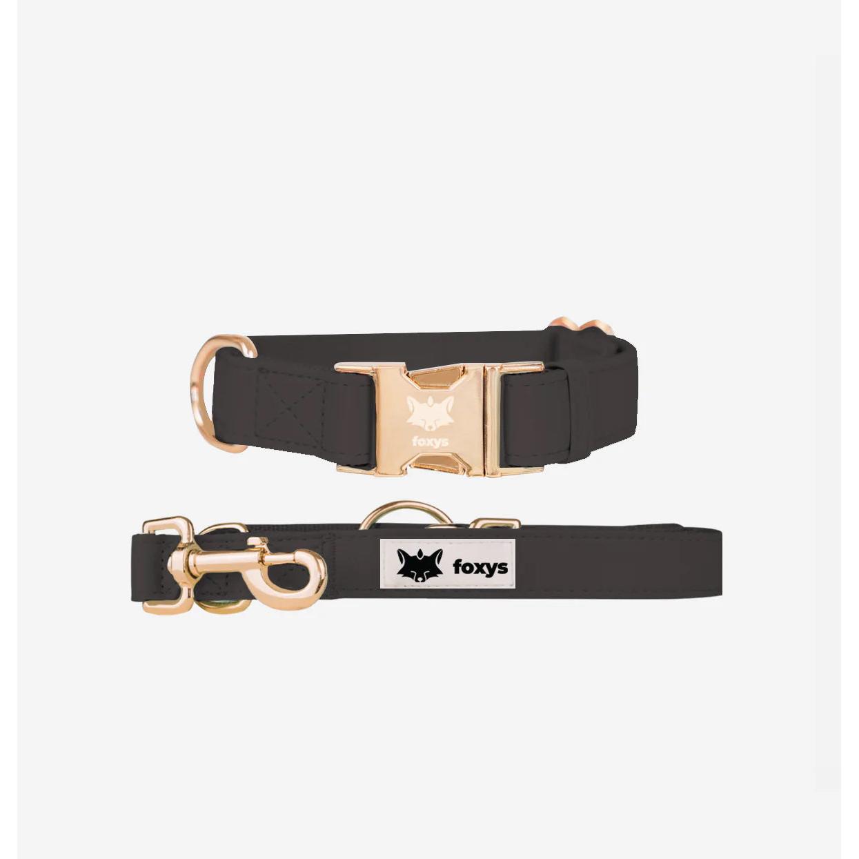 CityFox™ Kit Collar y Correa 2,5m Negro para Perro - Correa justable con cierre click, correa multifuncional (larga/corta/al hombro) y 2 mosquetones para paseos diarios cómodos y seguros