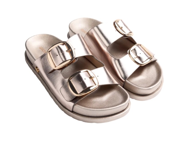 Sandalia Mujer Gioseppo Svedala 78797 Oro Rosa: Elegancia Metalizada y Confort Ergonómico con Hebillas Ajustables