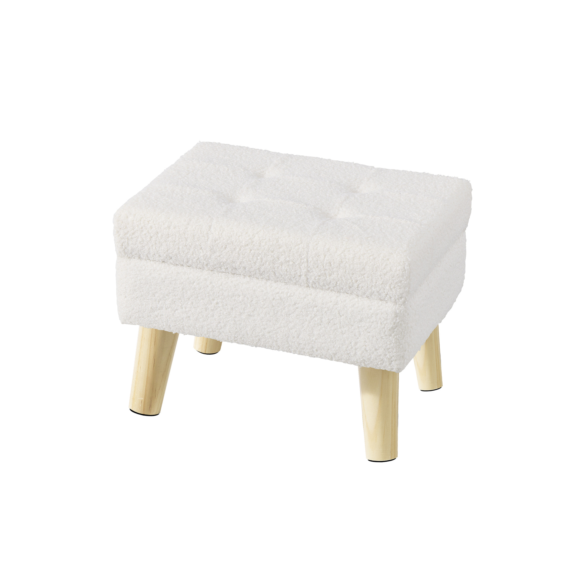 SONGMICS Reposapiés con Almacenamiento de Tela de Peluche con Tapa Reversible, 40 x 30 x 29 cm, Blanco