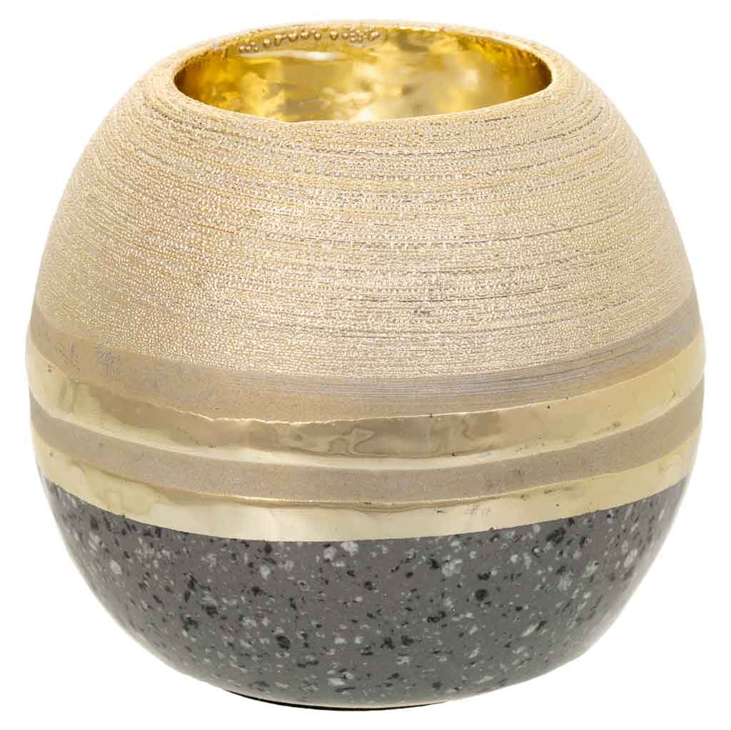 Wonderlust Deco - Portavelas de cerámica dorado 8x8x7,5 Dorado 8x8x7,5h cm