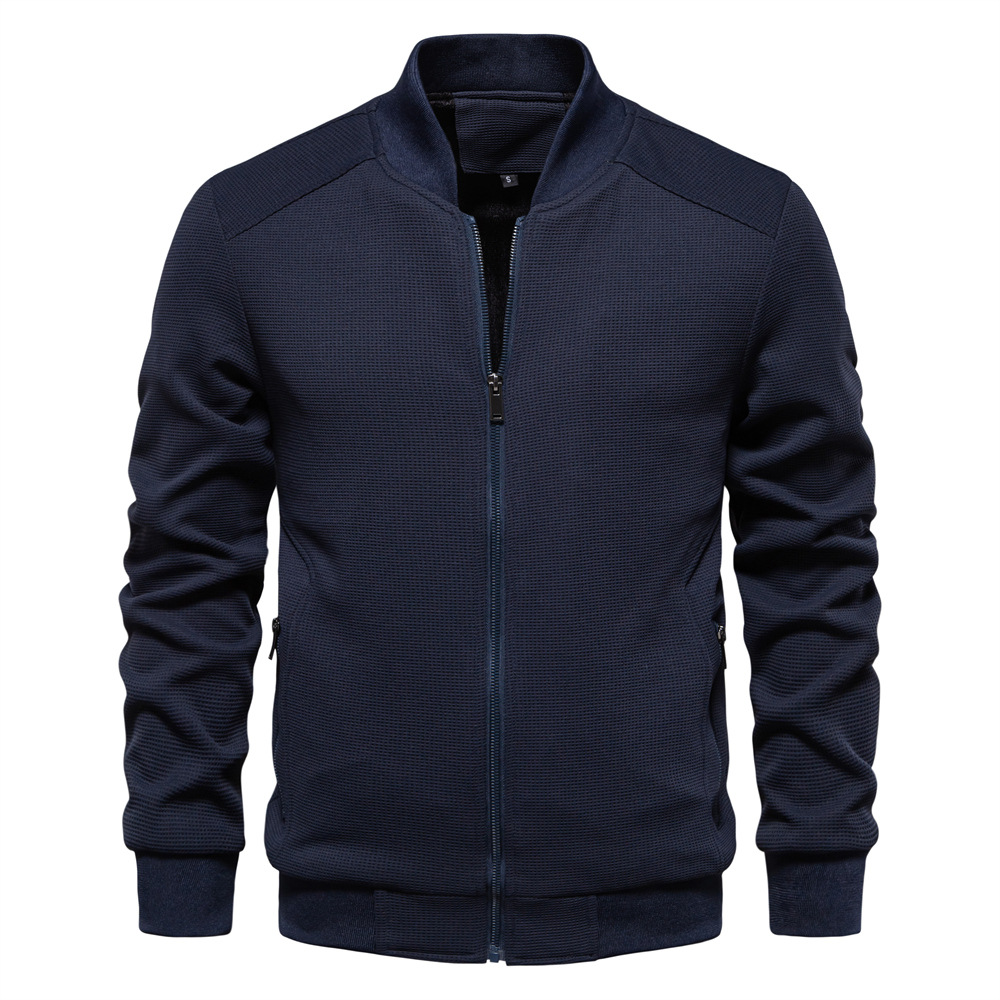TK 2024 Modelo de primavera y otoño Cuello alto Nueva chaqueta de color sólido para hombres Chaqueta casual Moda Ropa de hombre delgada