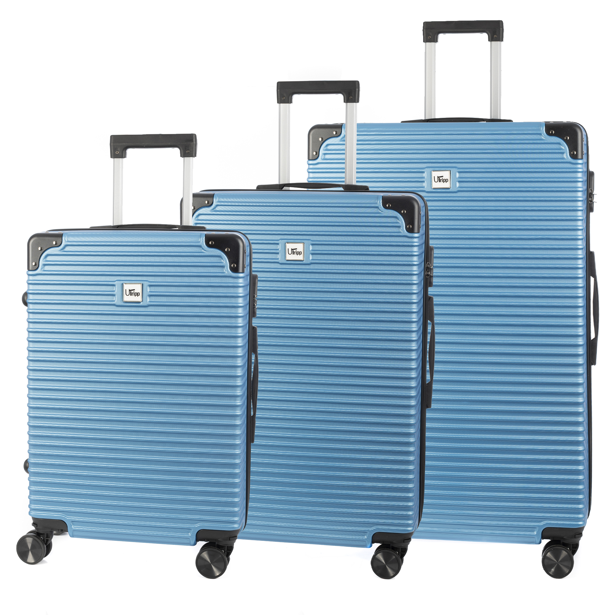 DAM.Juego de 3 maletas Trolley, en material ligero ABS de alta resistencia con esquinas reforzadas. Cerradura numérica y 4 ruedas dobles extraíbles y giratorias 360°. 54x32x80cm