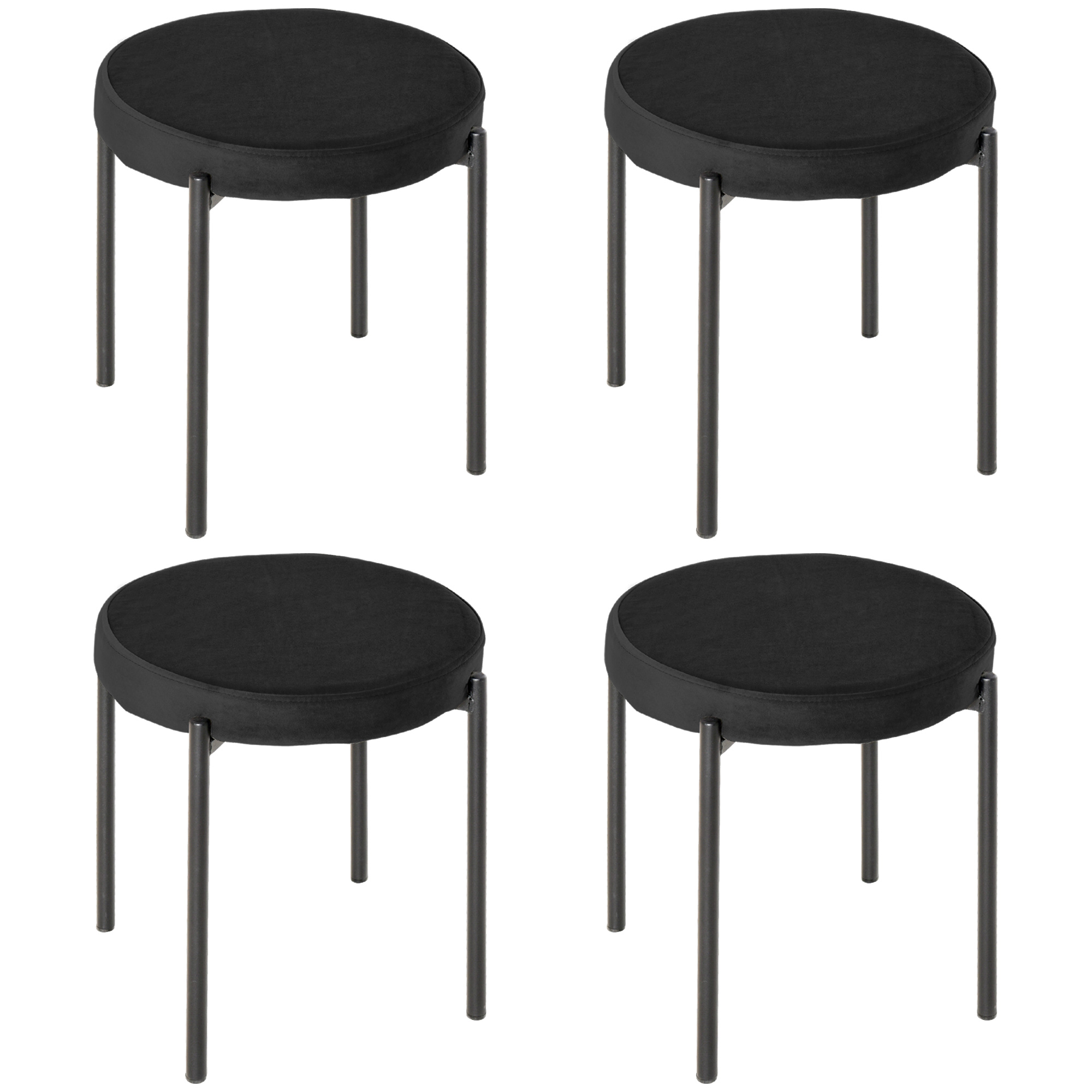 HOMCOM Juego de 4 taburetes de comedor Sillas de comedor apilables Silla de cocina con asiento acolchado, taburete de terciopelo de terciopelo para cocina comedor metal 41,5 x 41,5 x 46 cm