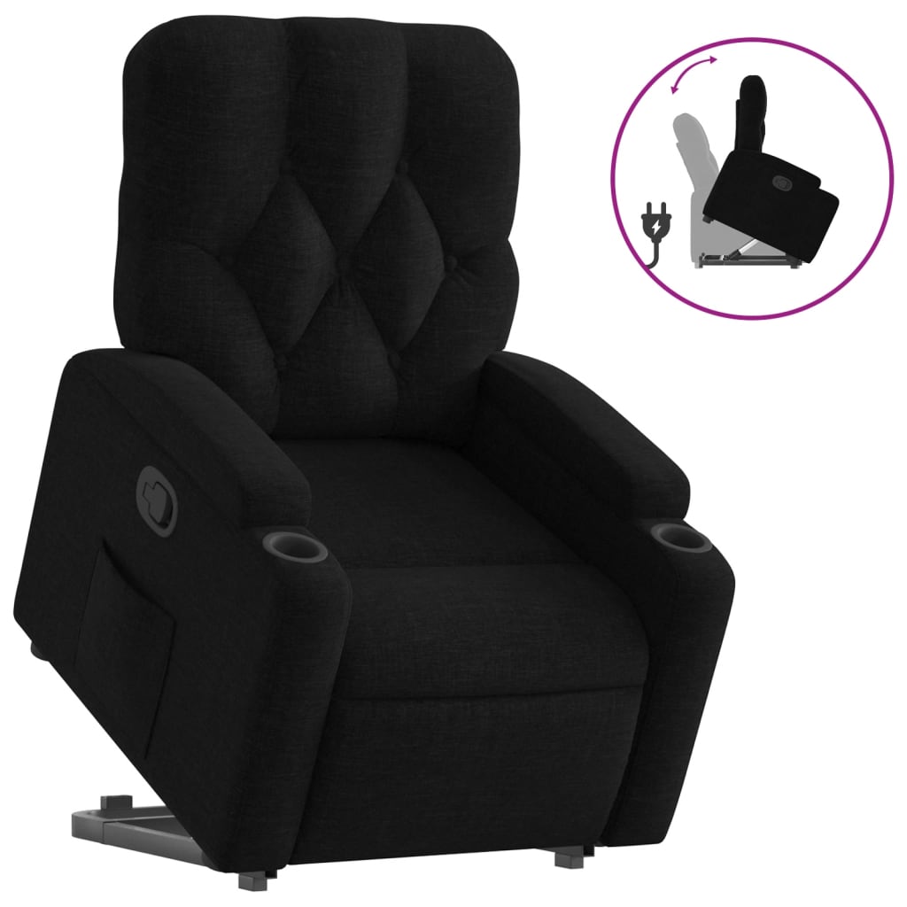 vidaXL Sillón reclinable elevable tela negro