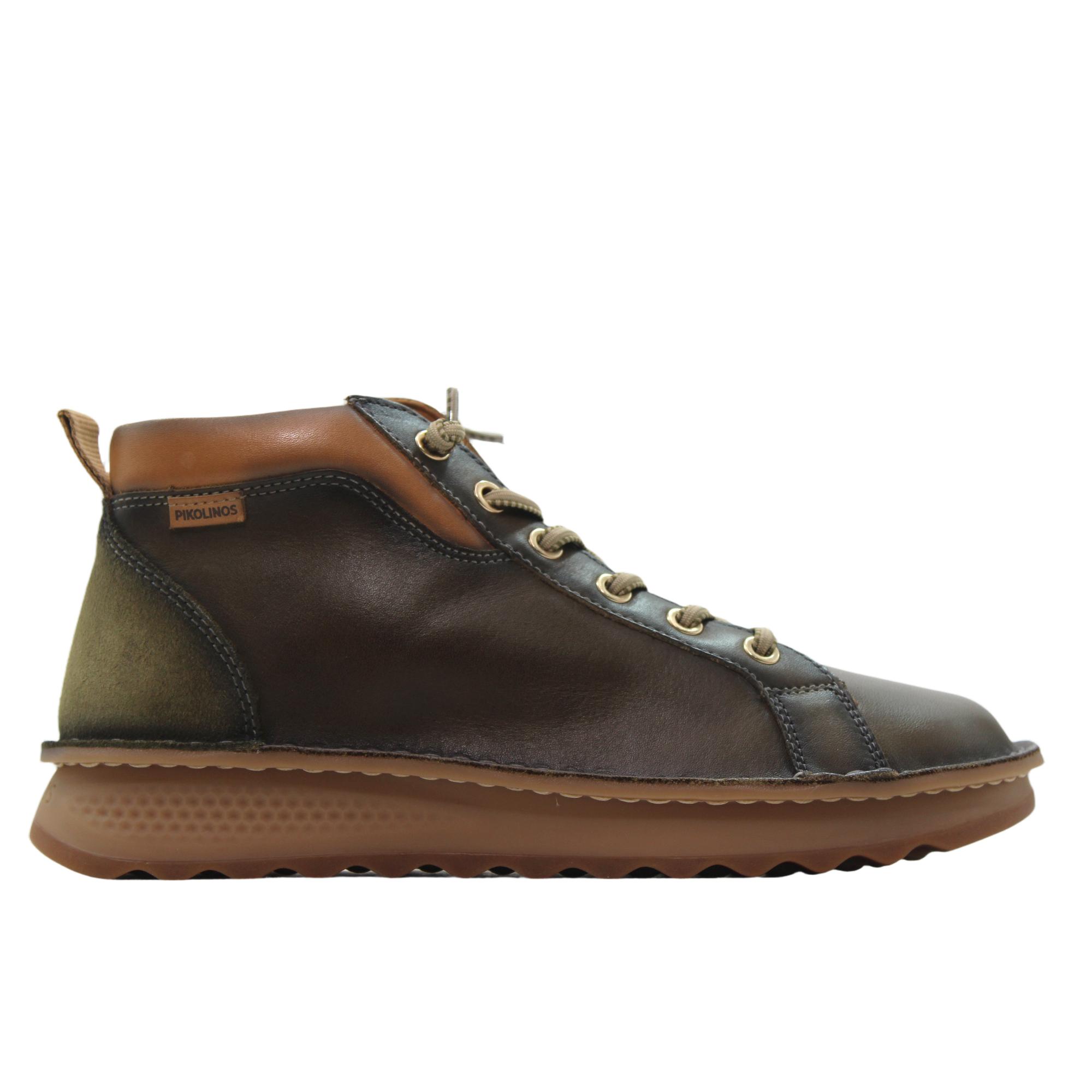 Pikolinos W3J-8509C1 Botines casual de piel, caña baja, cordón elástico y cremallera, suela de goma, para señora