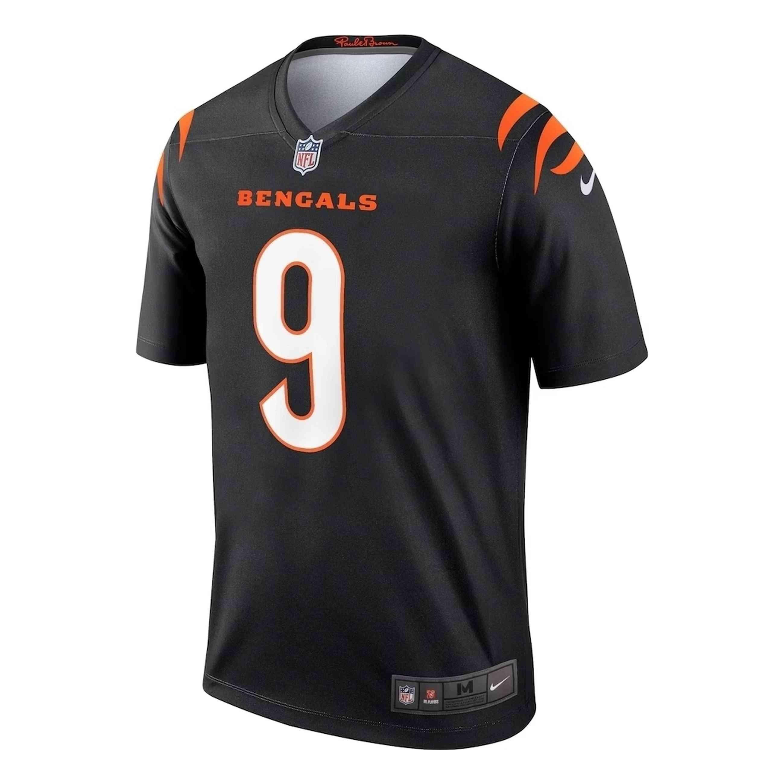 CAMISETA NIKE NEGRA CINCINNATI BENGALS JOE BURROW O HOME LEGEND NFL JERSEY