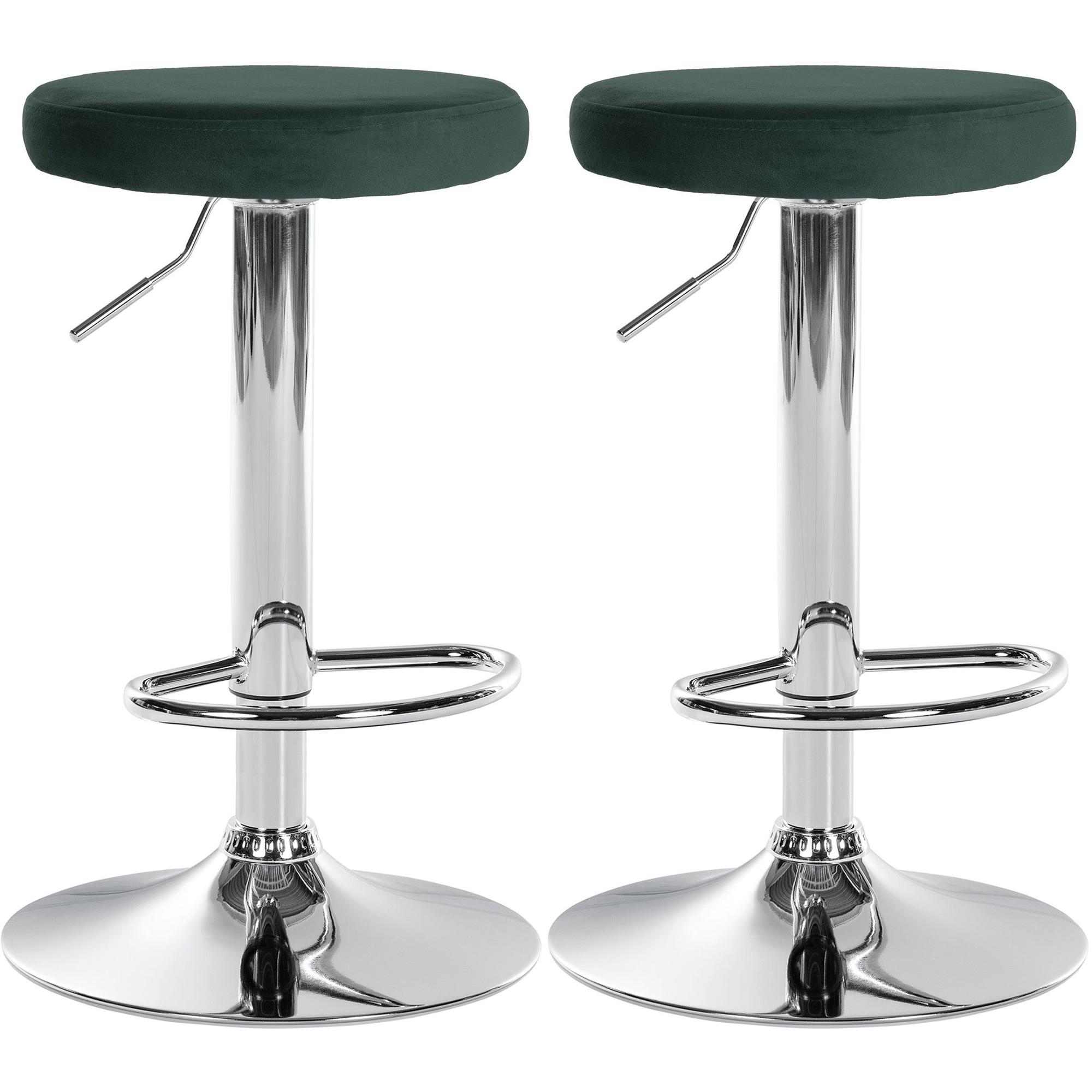 Set de 2 Taburetes de bar Ponte en terciopelo Verde,Metal cromado