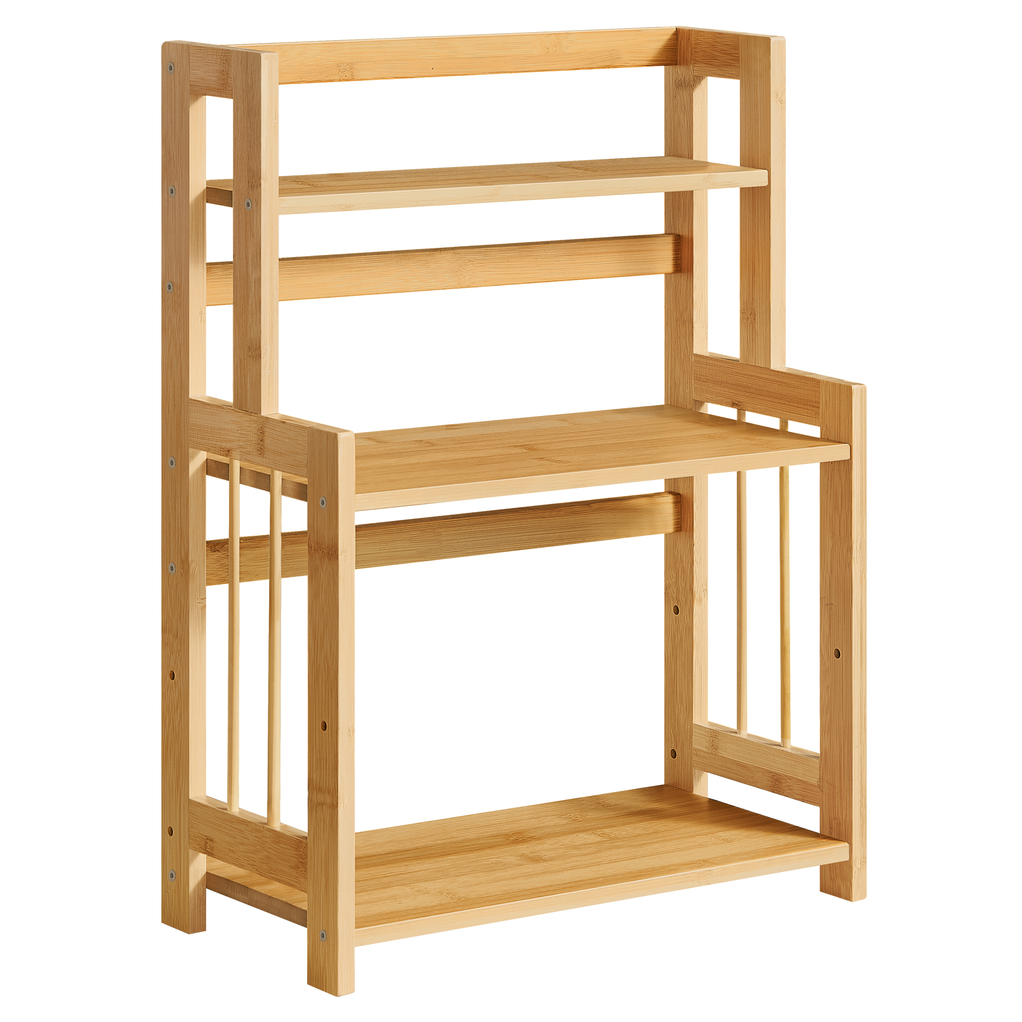 SONGMICS Especiero, Estante de Especias, Estante Almacenamiento de 3 Niveles, en la Encimera, Organizador, Marco de Bambú, para Cocina, Comedor, Oficina, Roble Natural y Blanco Nube/Beige Natural