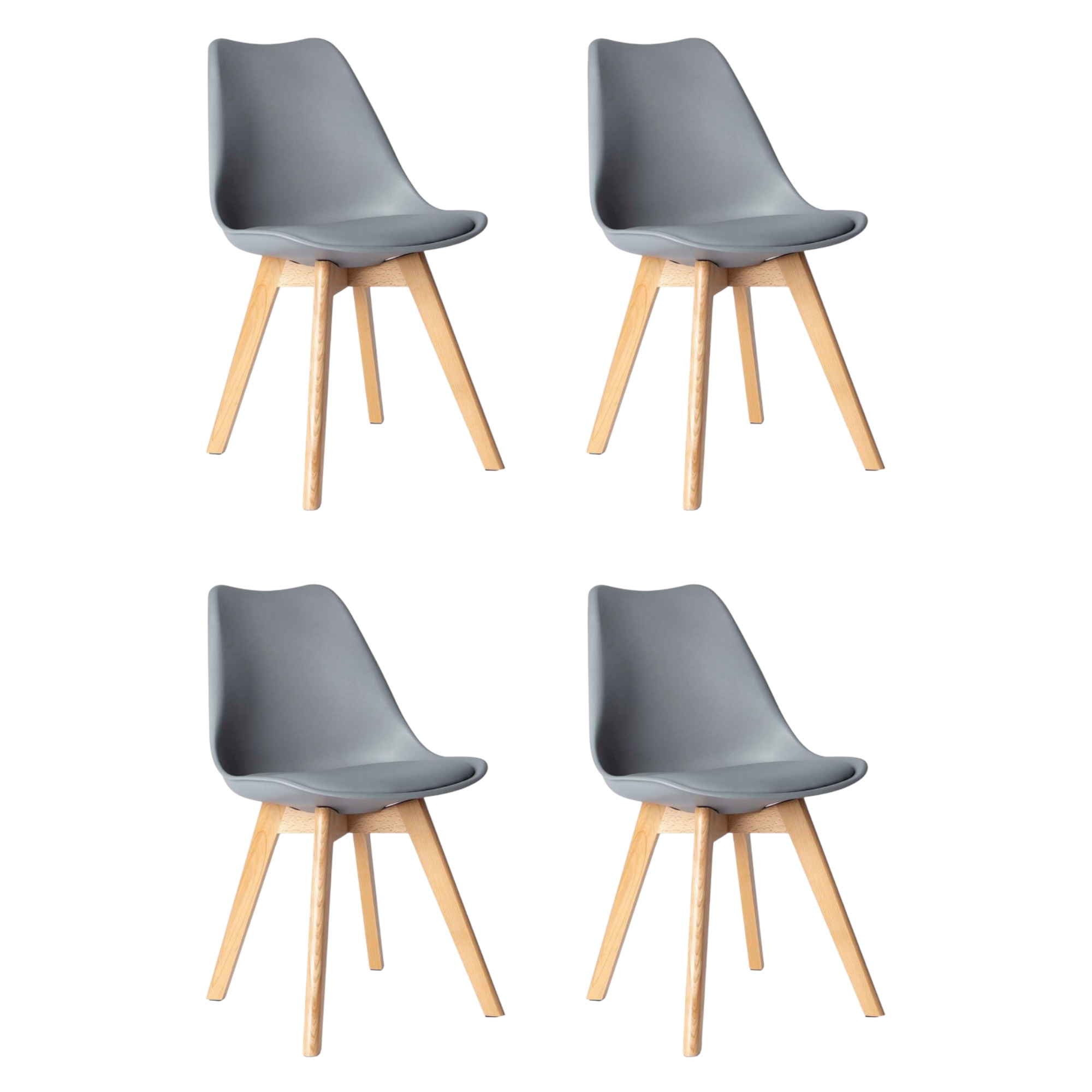 Minimal DECO Sillas Nórdicas Premium Pack 4 – Diseño Escandinavo con Madera Natural y Ecopiel  Disponible en varios colores
