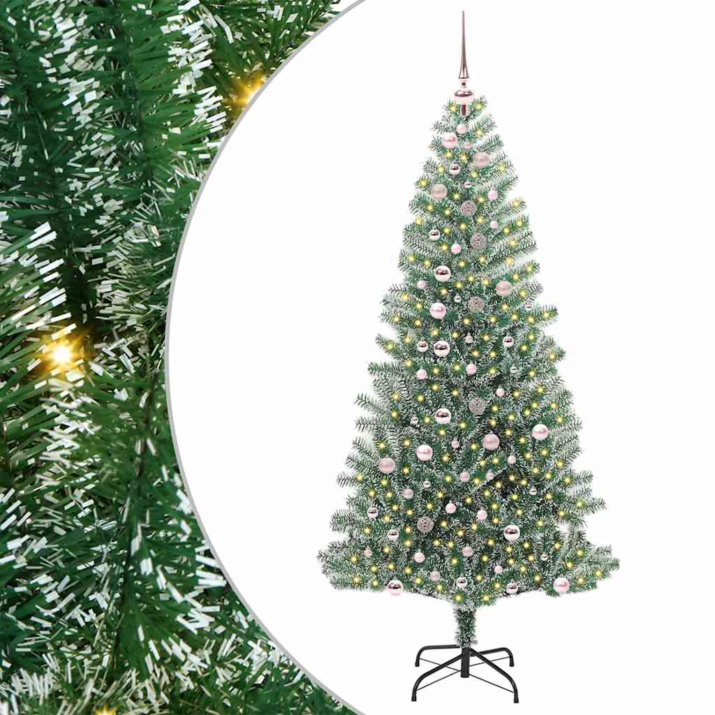 vidaXL Árbol de Navidad Artificial Nevado con Luz LED Verde y 240 cm Multicolor