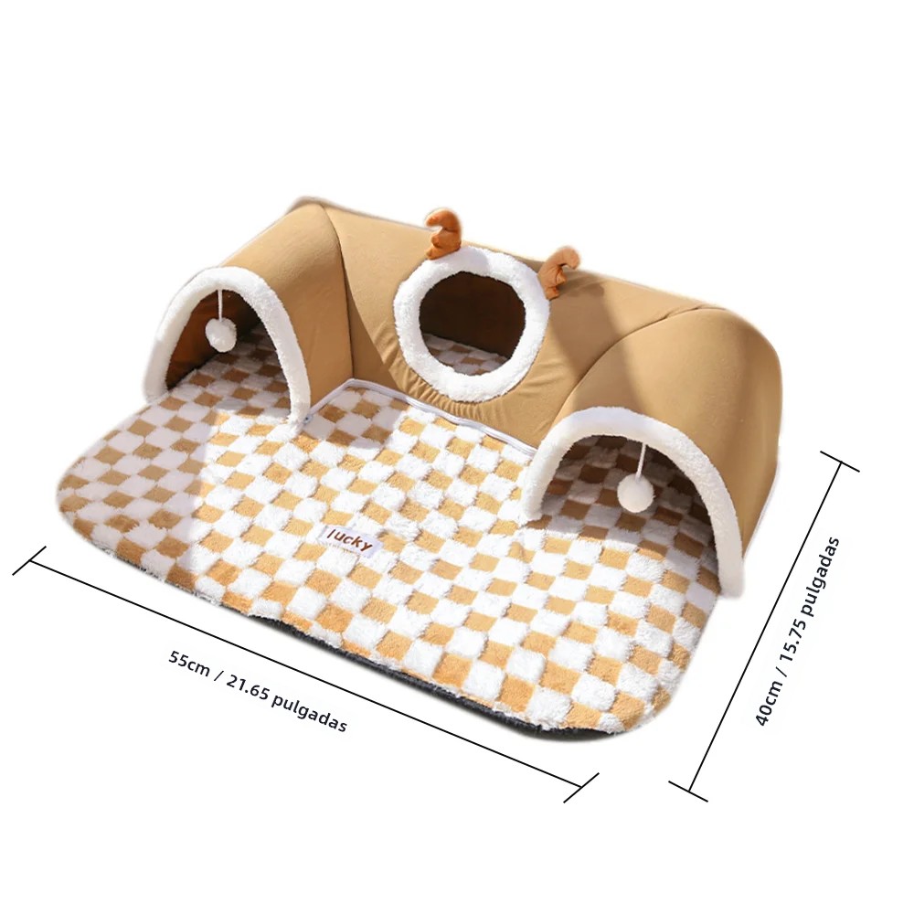 TK Casa De Gato Con Túnel Juguete De Acogida Calefactor Para Mascotas Interior Y Exterior Juego En Esquina Para Perros Y Animales