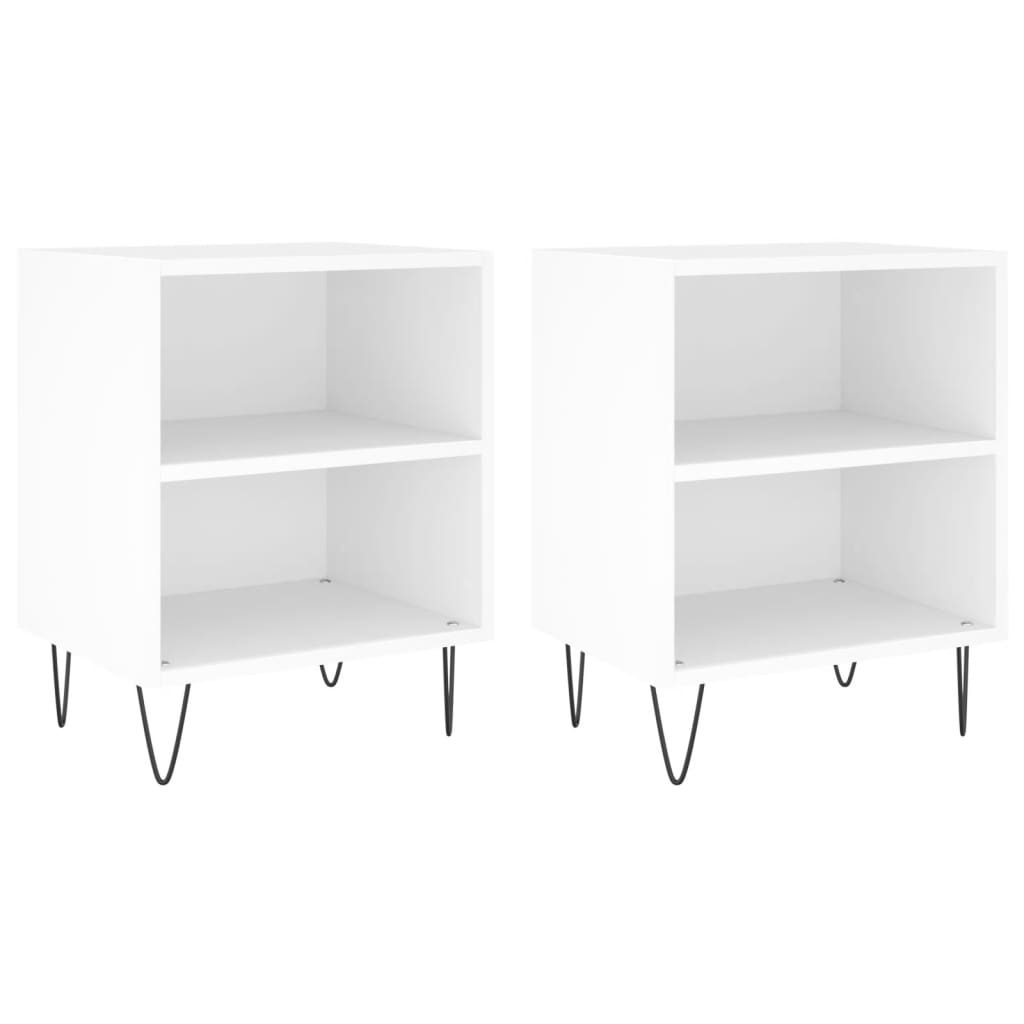 Vidaxl Mesitas de Noche 2 Unidades Madera 40x30x50 Cm Blanco, Negro, Blanco Brillante