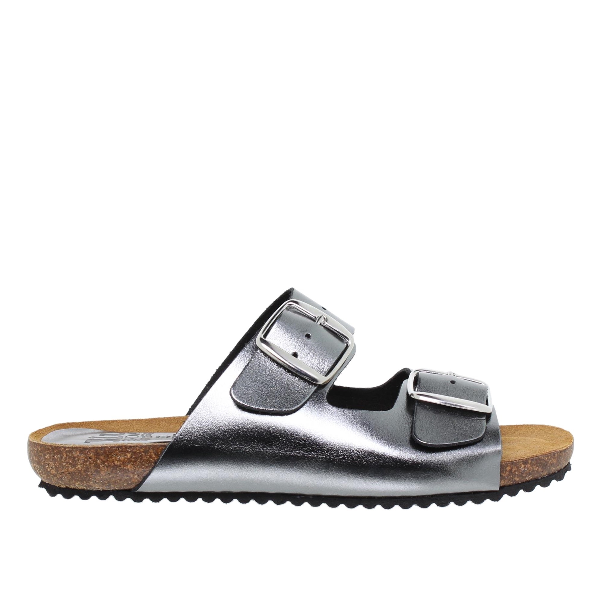 Sandalia Bio Mujer piel Plomo Metalizada Blusandal 896BLU