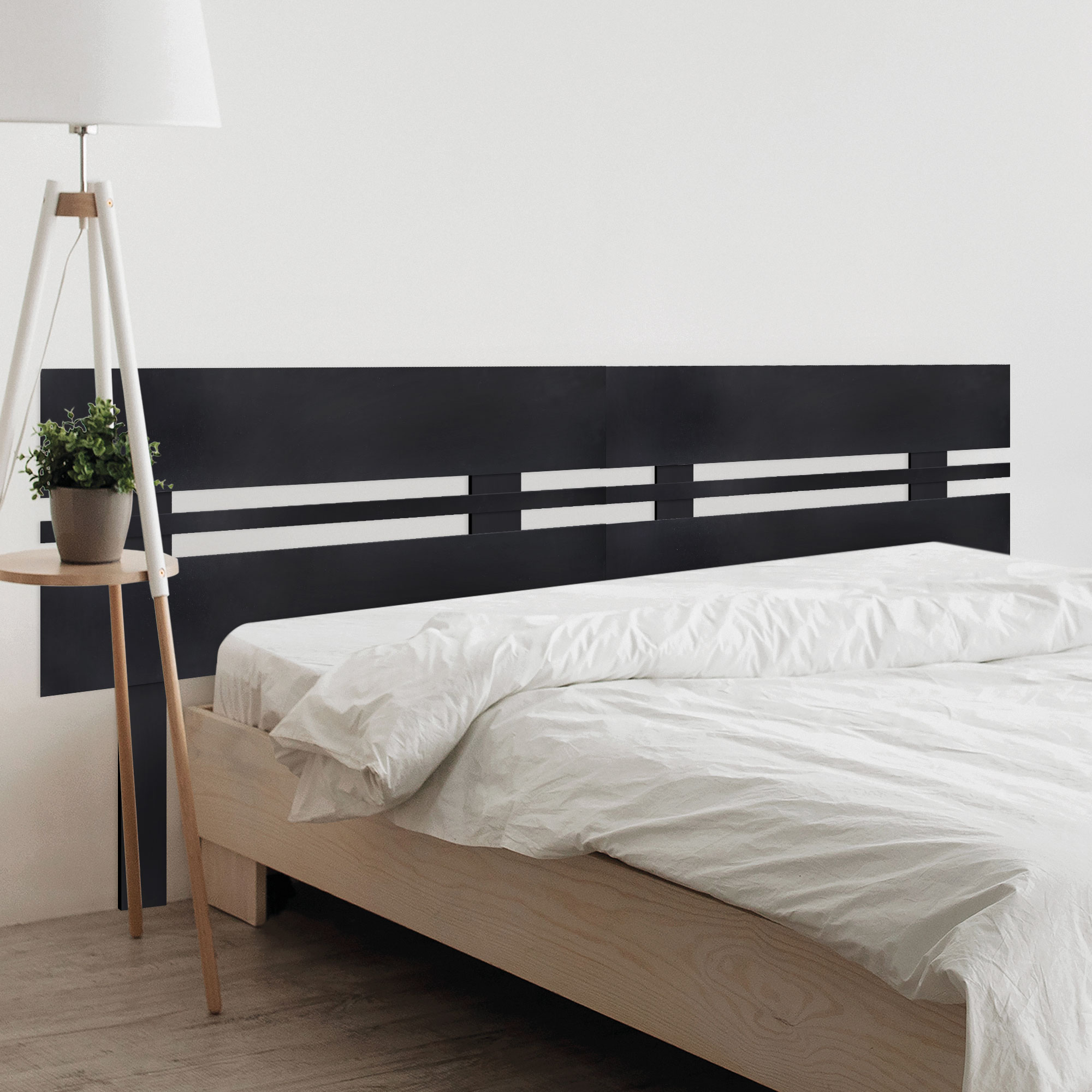DHOME Cabecero de Madera reciclada DM Horizontal Ancho Dual con Patas Cama Palets Herrajes incluidos