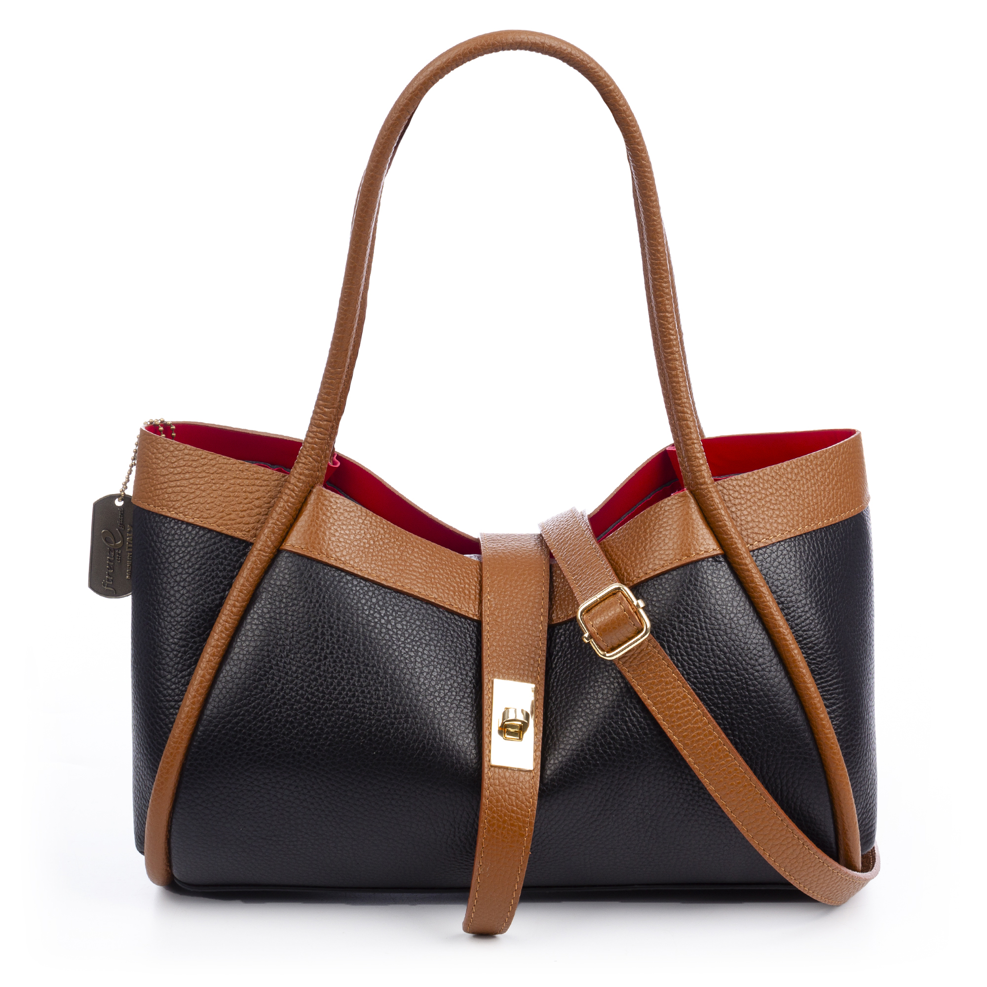 FIRENZE ARTEGIANI Beinette Bolso Tote Mujer. Piel auténtica Dollaro. Fabricado en Italia 33x18x18 Cm.